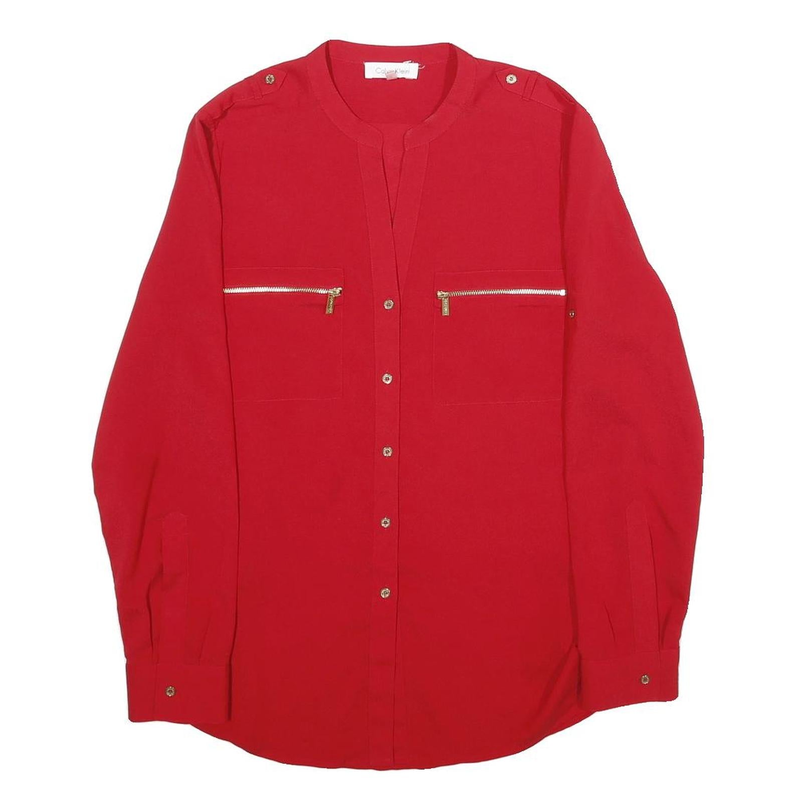 Buy CALVIN KLEIN Womens Red Basic Long Sleeve Button Neck Top S Zipper Pockets Refurbished - $32.49 CALVIN KLEIN Womens Red Basic Long Sleeve Button Neck Top S Zipper Pockets Refurbished - N/A refurbished available on Cerqular