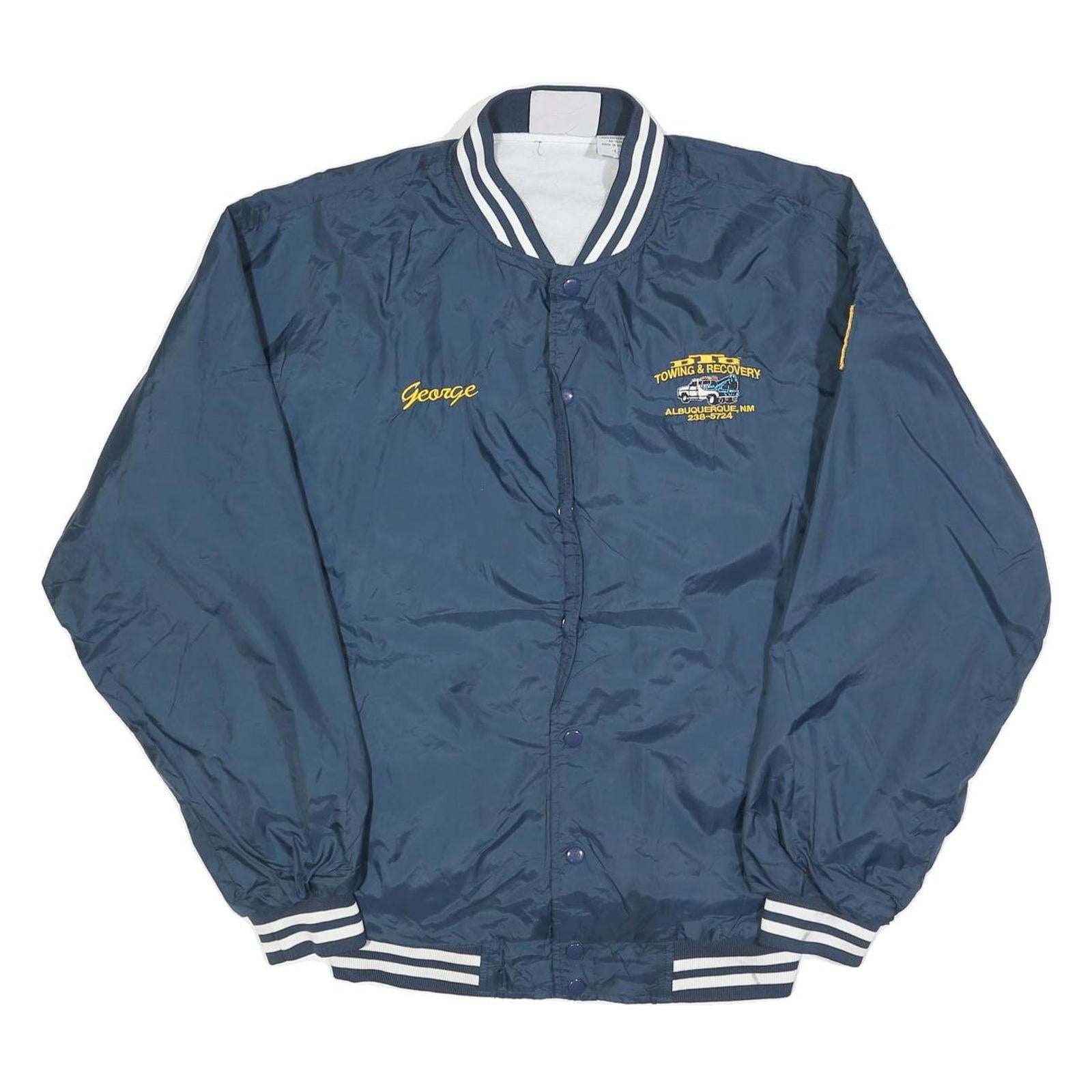 CARDINAL Mens Navy Blue Polyester Button Jacket L Varsity Striped Cuffs Refurbished - N/A refurbished available on Cerqular