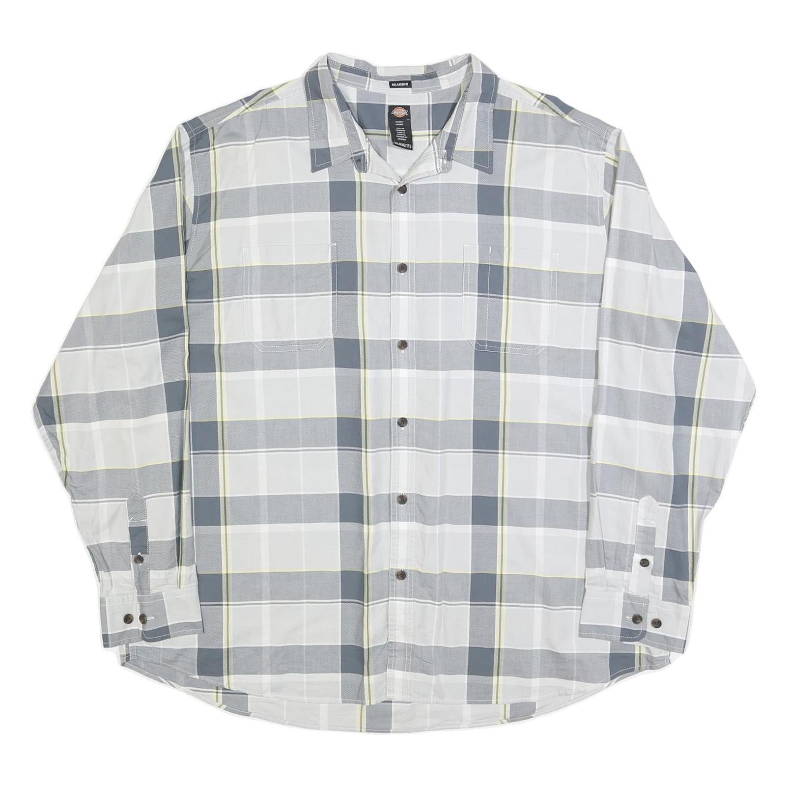 DICKIES Mens Blue & White Check Shirt 2XL Cotton Blend Casual Workwear Button-Up Refurbished - N/A refurbished available on Cerqular