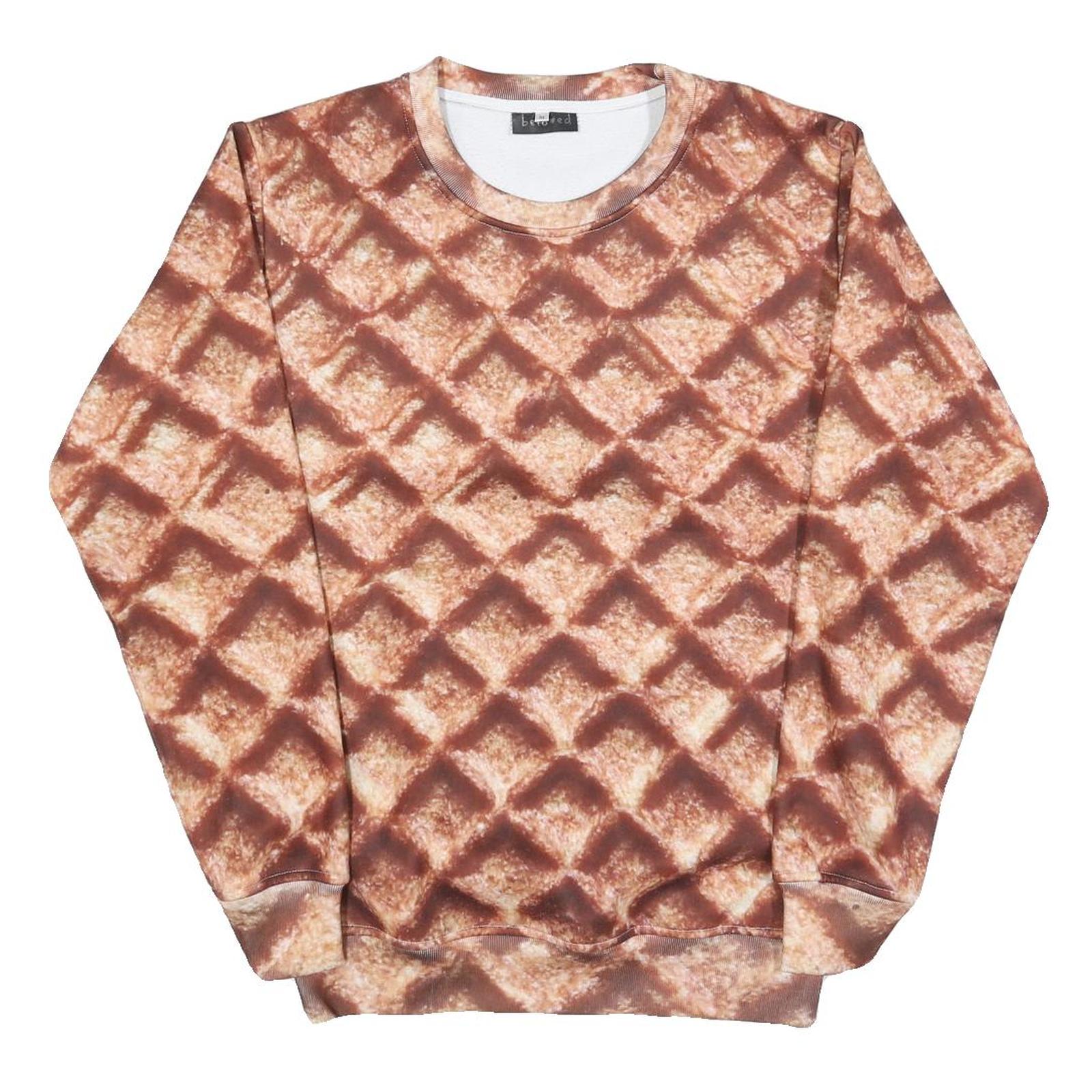BELOVED Womens Brown Crew Neck M Printed Polyester Sweatshirt Pullover Refurbished - N/A refurbished available on Cerqular