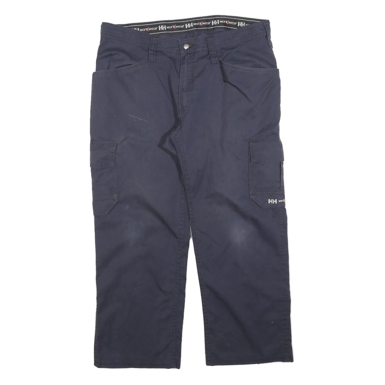 HELLY HANSEN Mens Cotton Blend Navy Regular Fit Cargo Trousers W38 L28 Workwear Refurbished - N/A refurbished available on Cerqular