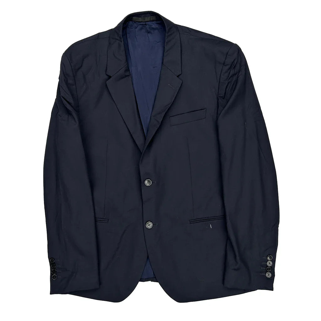 Versace Blazer - Large Navy Polyester Refurbished - Thrifted (note: this is a term often used to describe second- refurbished available on Cerqular
