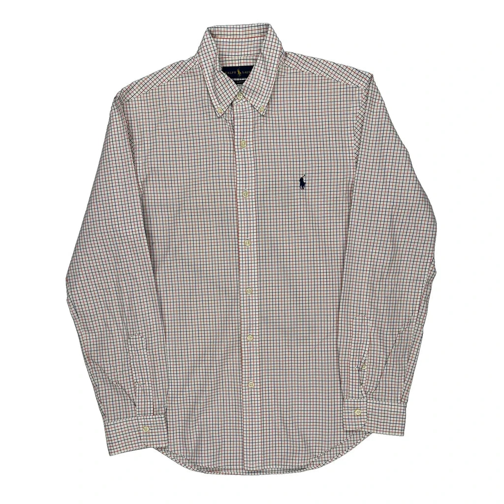 Ralph Lauren Checked Shirt - Medium Blue Cotton Refurbished - Thrifted (note: this is a term often used to describe second- refurbished available on Cerqular