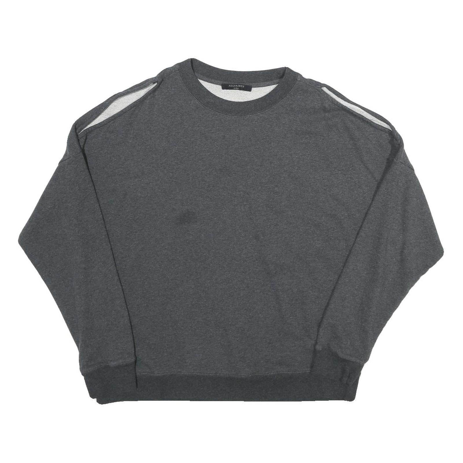 ALL SAINTS Womens Grey Pullover Crew Neck Sweatshirt S Cut-Out Shoulder Relaxed Refurbished - N/A refurbished available on Cerqular