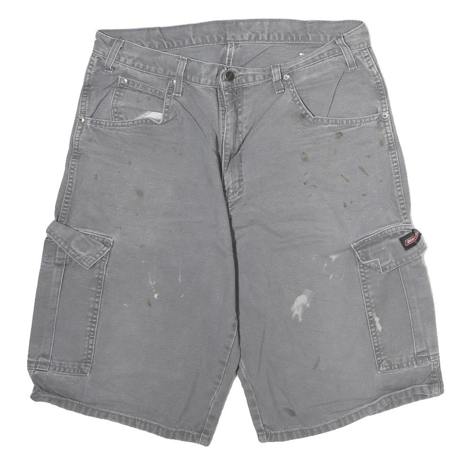 DICKIES Mens Grey Cargo Cotton Shorts L W34 Workwear Utility Pockets Refurbished - N/A refurbished available on Cerqular