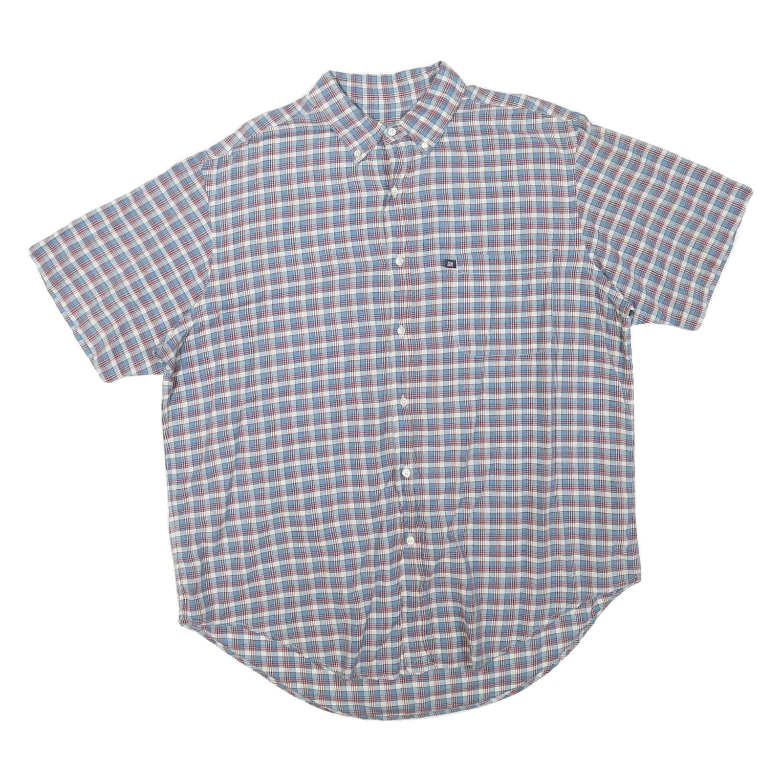 RALPH LAUREN Mens Blue Red Check Short Sleeve Shirt L Classic Cotton Blend Refurbished - N/A refurbished available on Cerqular
