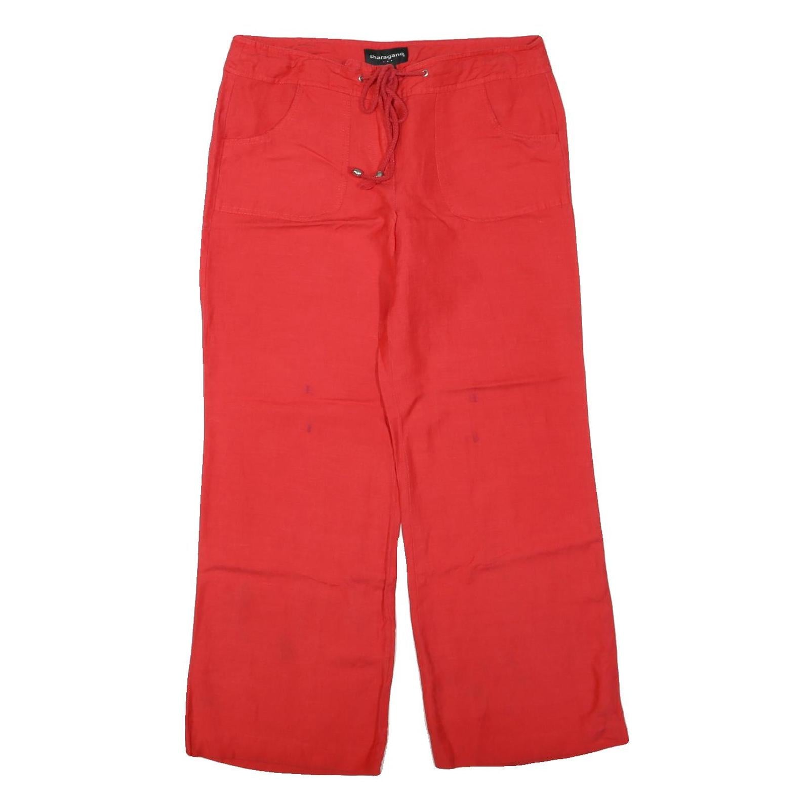 SHARAGANO Womens Cotton Blend Red Regular Fit Wide-Leg Trousers W36 L30 Comfort Refurbished - N/A refurbished available on Cerqular