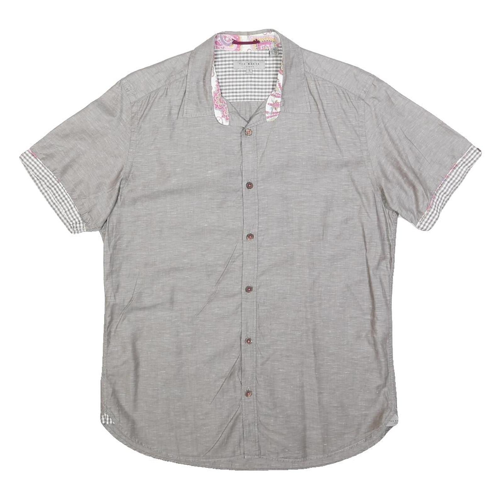 TED BAKER Mens Grey Short Sleeve Summer Shirt M Casual Cotton Blend Refurbished - N/A refurbished available on Cerqular