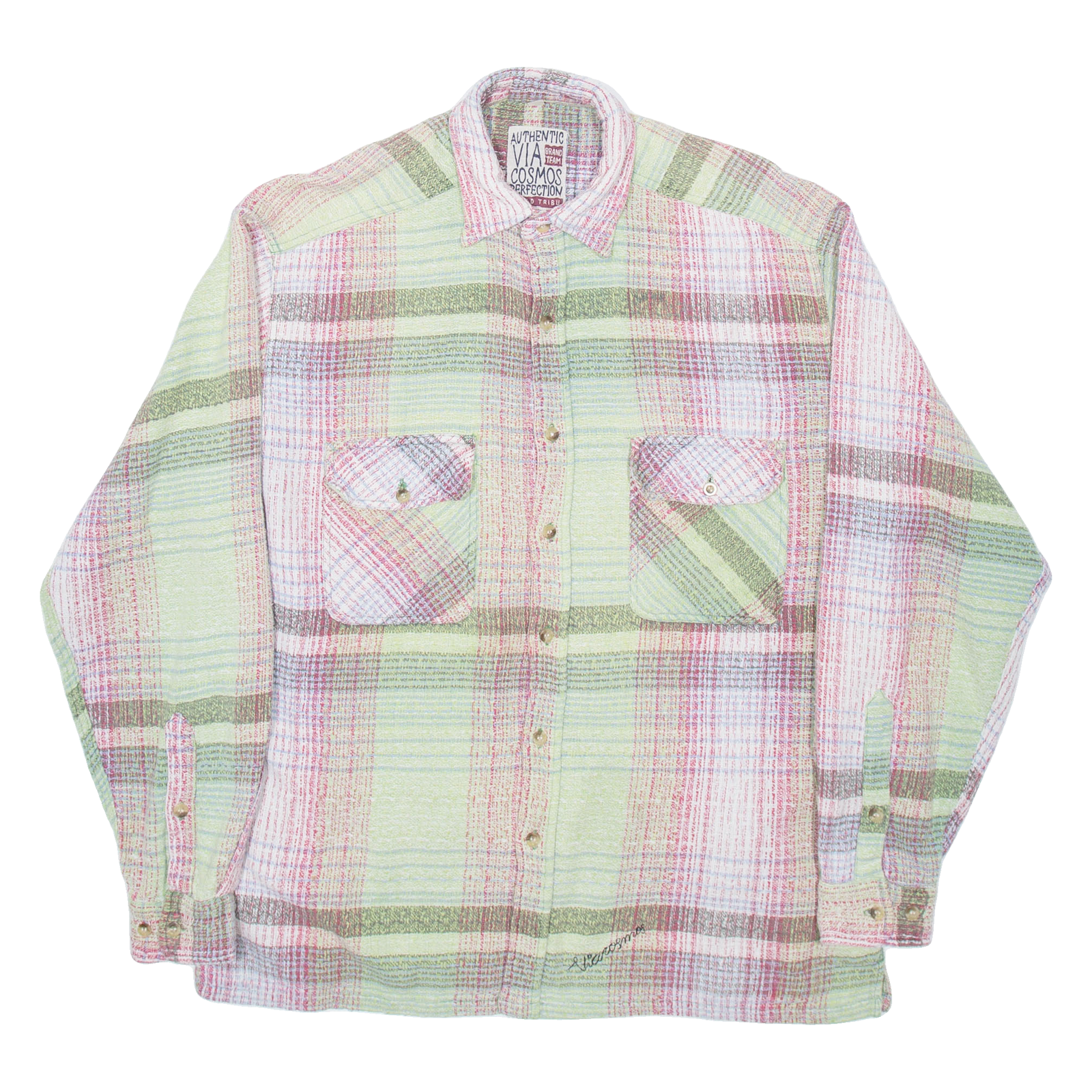 WORLD TRIBU Mens Shirt Green Check Long Sleeve L Refurbished - N/A refurbished available on Cerqular