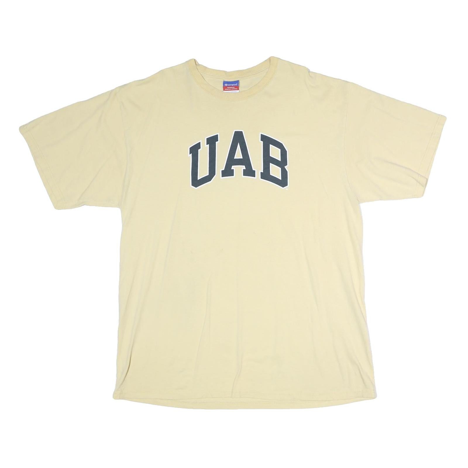 CHAMPION Mens Beige UAB Graphic T-Shirt 2XL Short Sleeve Crew Neck Cotton Refurbished - N/A refurbished available on Cerqular