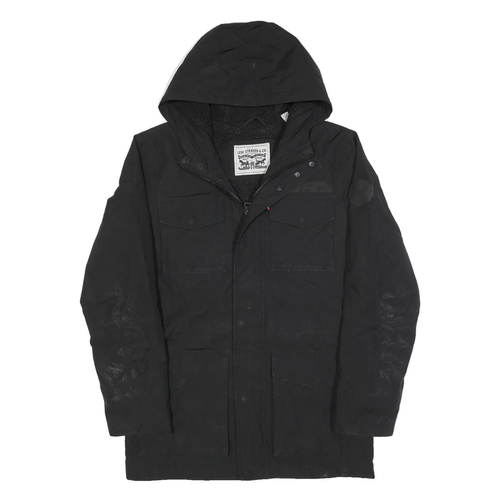 LEVI'S Mens Black Hooded Zip Jacket S Polyester Blend Casual Functional Refurbished - N/A refurbished available on Cerqular