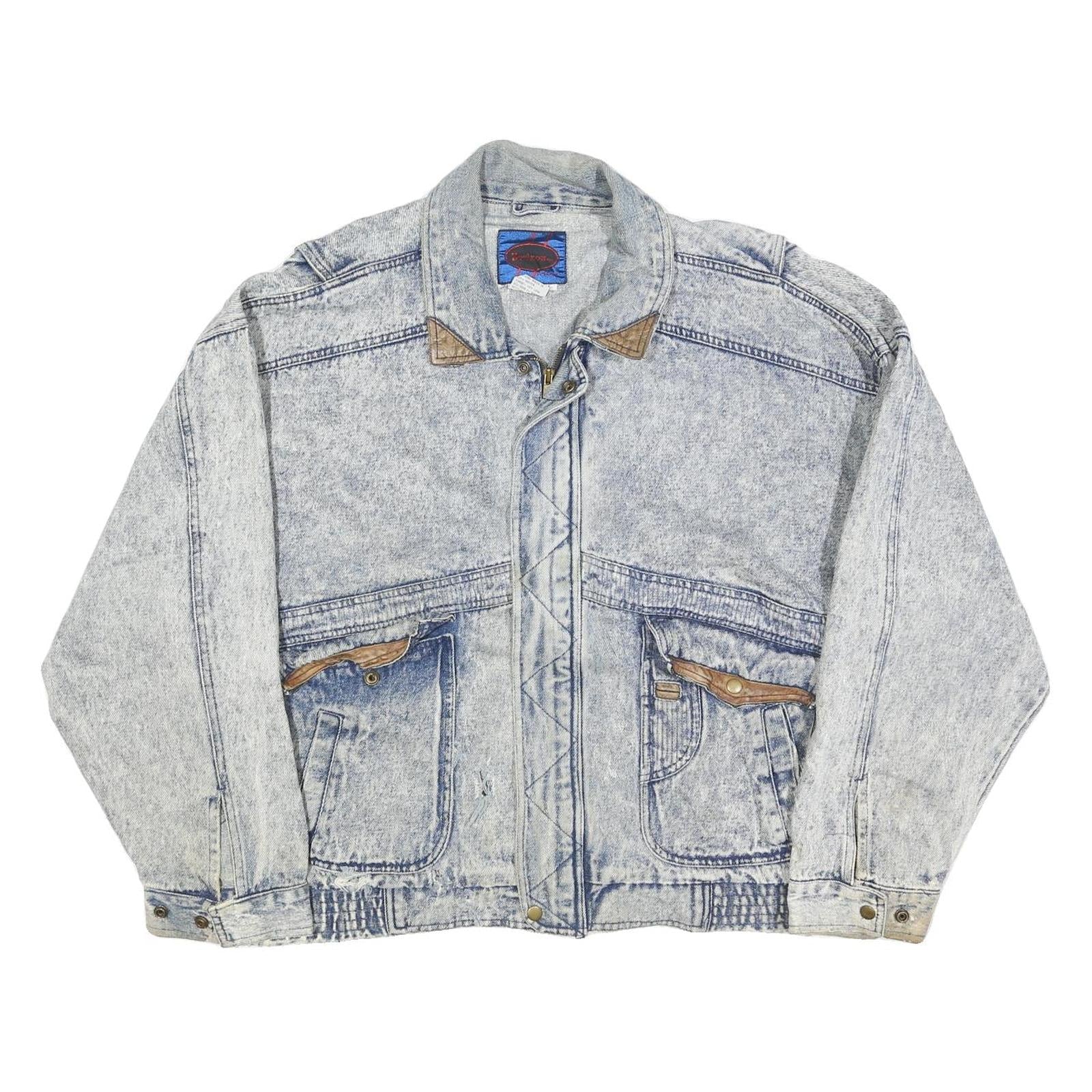 HORIZON Mens Blue Cotton Denim Jacket L Zip Front Casual 1990s Style Refurbished - N/A refurbished available on Cerqular