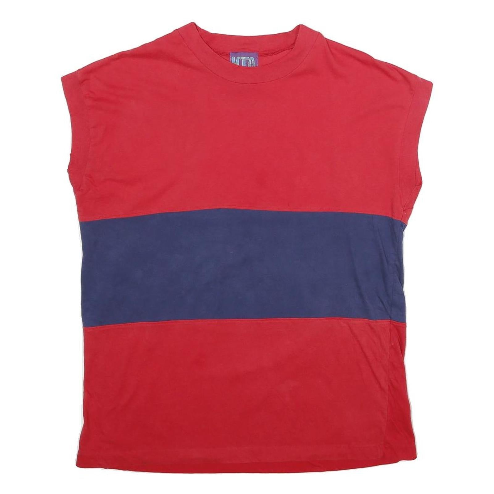 MTO Mens Red & Blue Colour Block T-Shirt L Short Sleeve Crew Neck Casual Summer Refurbished - N/A refurbished available on Cerqular
