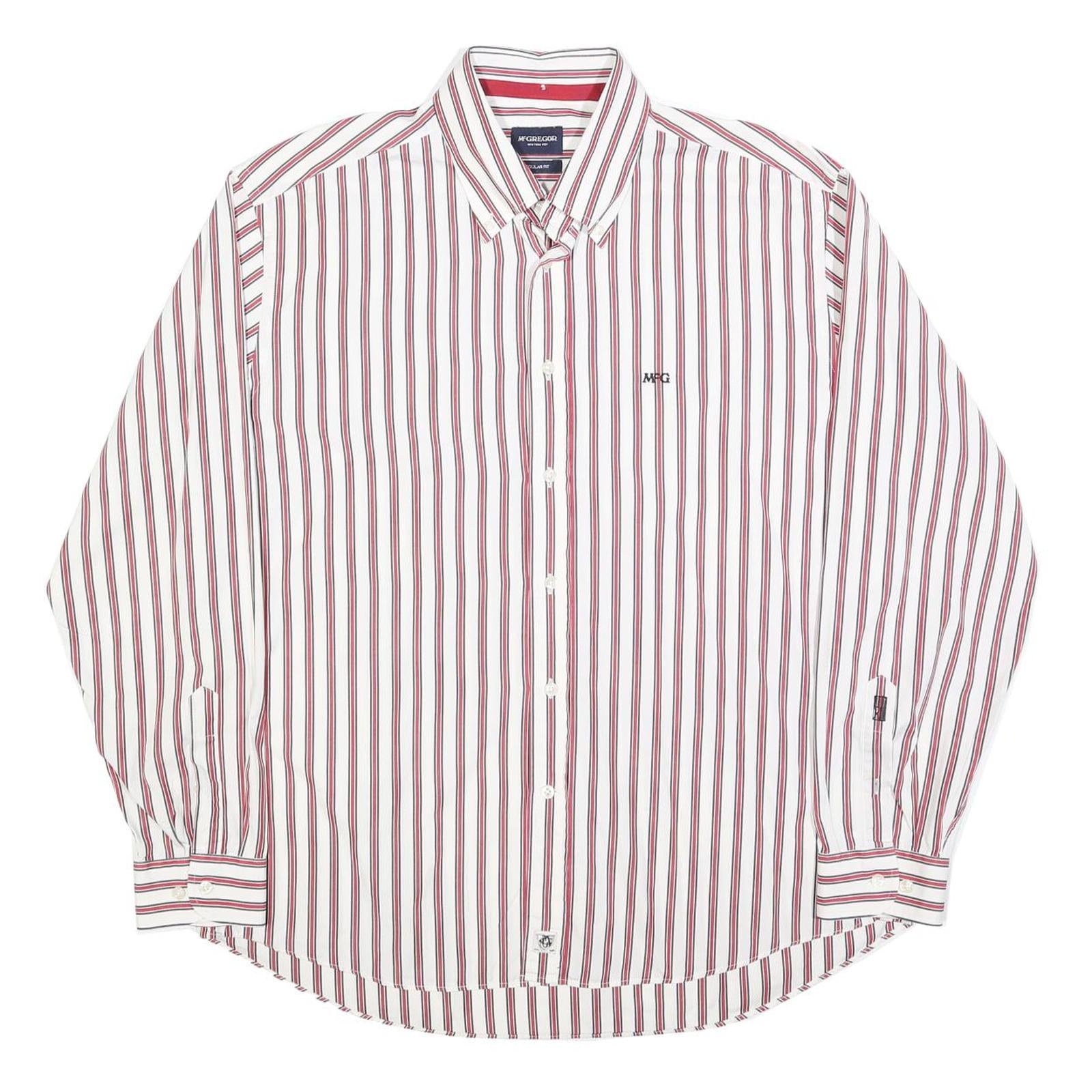 MCGREGOR Mens White & Red Stripe Classic Fit XL Shirt Cotton Blend Casual Long Refurbished - N/A refurbished available on Cerqular