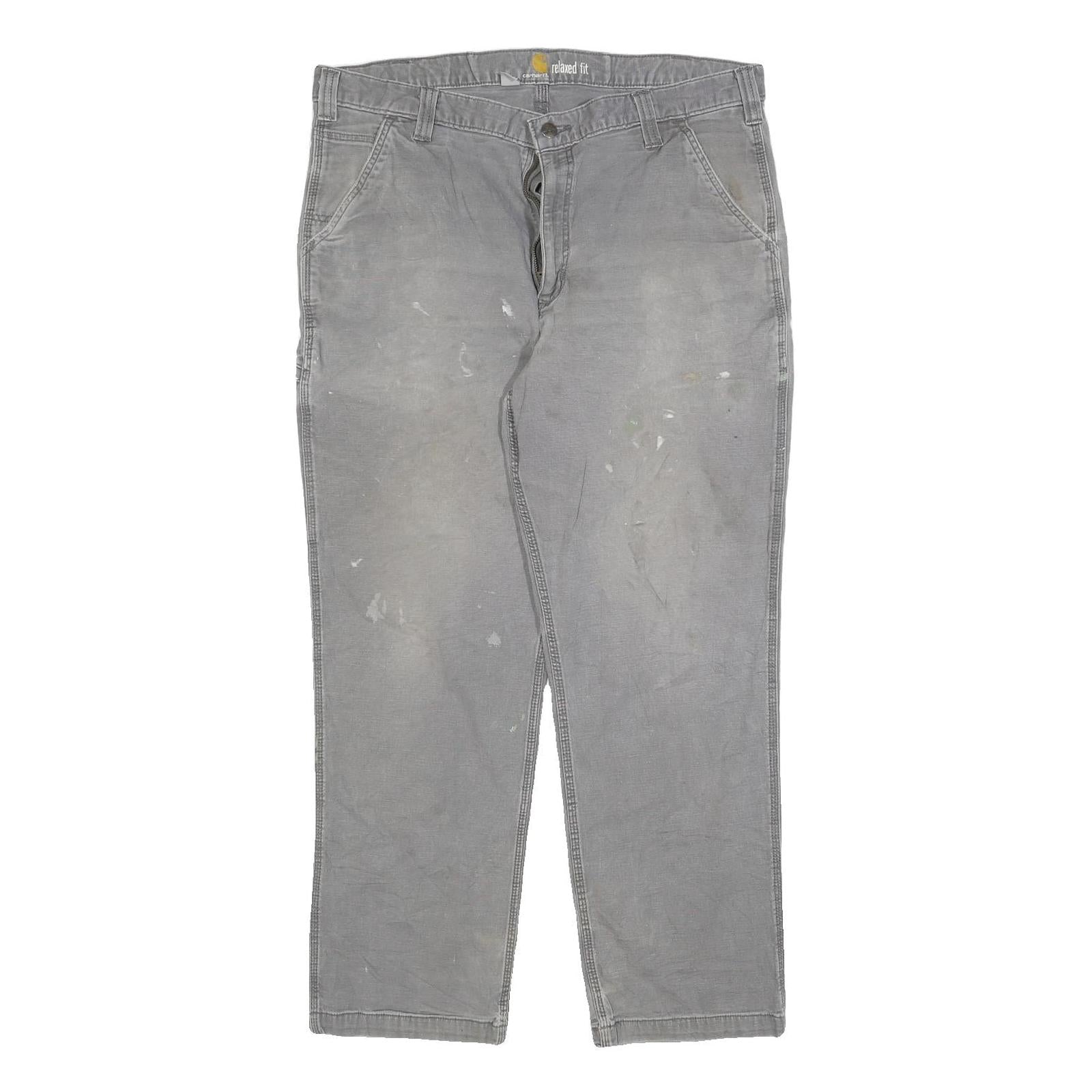 CARHARTT Mens Relaxed Fit Grey Workwear Cotton Blend Jeans W40 L32 Durable Zip Refurbished - N/A refurbished available on Cerqular