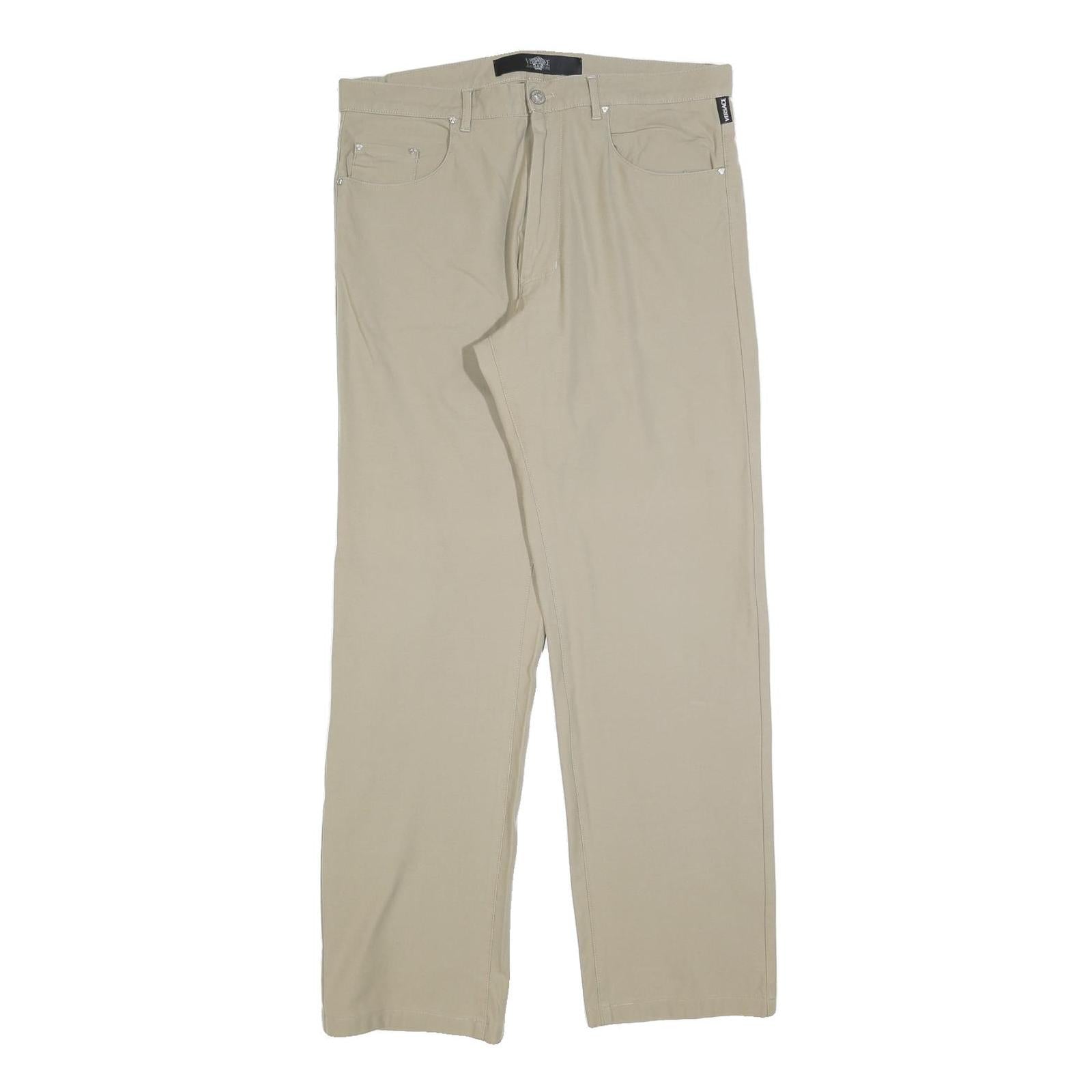 Buy VERSACE Mens Cotton Blend Beige Regular Straight Trousers W36 L30 Classic Zip Refurbished - $66.29 VERSACE Mens Cotton Blend Beige Regular Straight Trousers W36 L30 Classic Zip Refurbished - N/A refurbished available on Cerqular