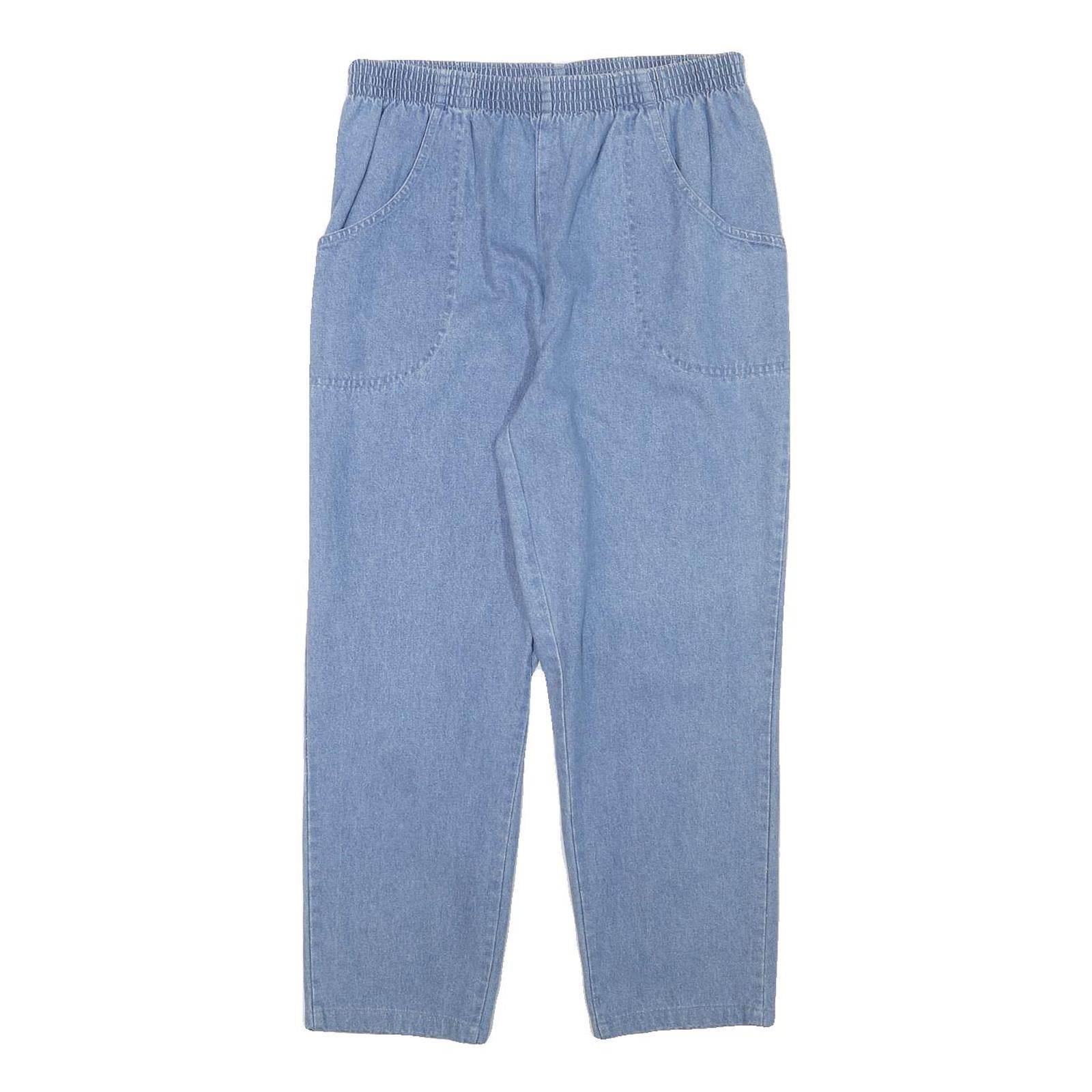 CASCADE Womens Jeans Blue Relaxed Straight Denim Light W29 L25 Elastic Waistband Refurbished - N/A refurbished available on Cerqular