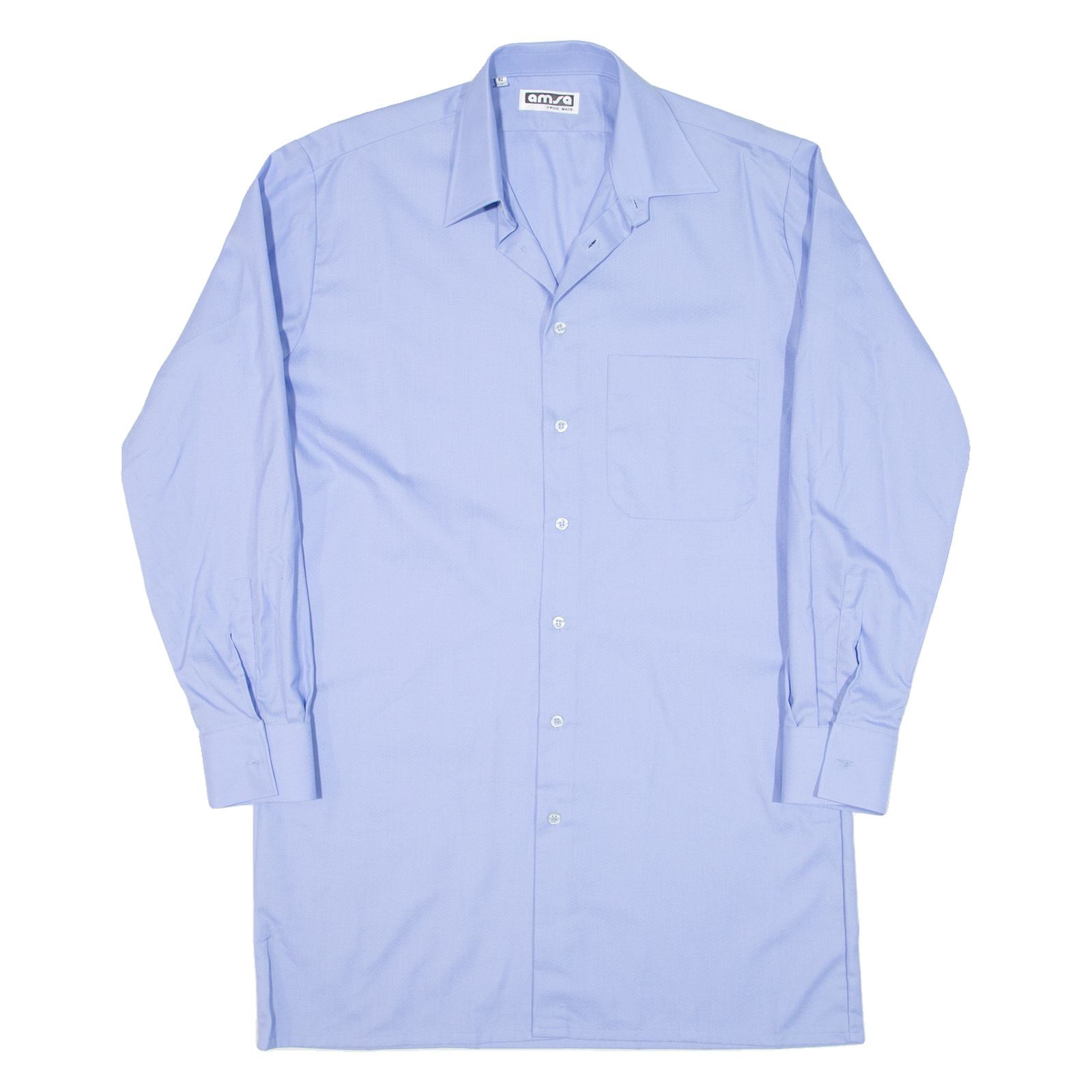 AMSA Mens Plain Shirt Blue Long Sleeve L Refurbished - N/A refurbished available on Cerqular