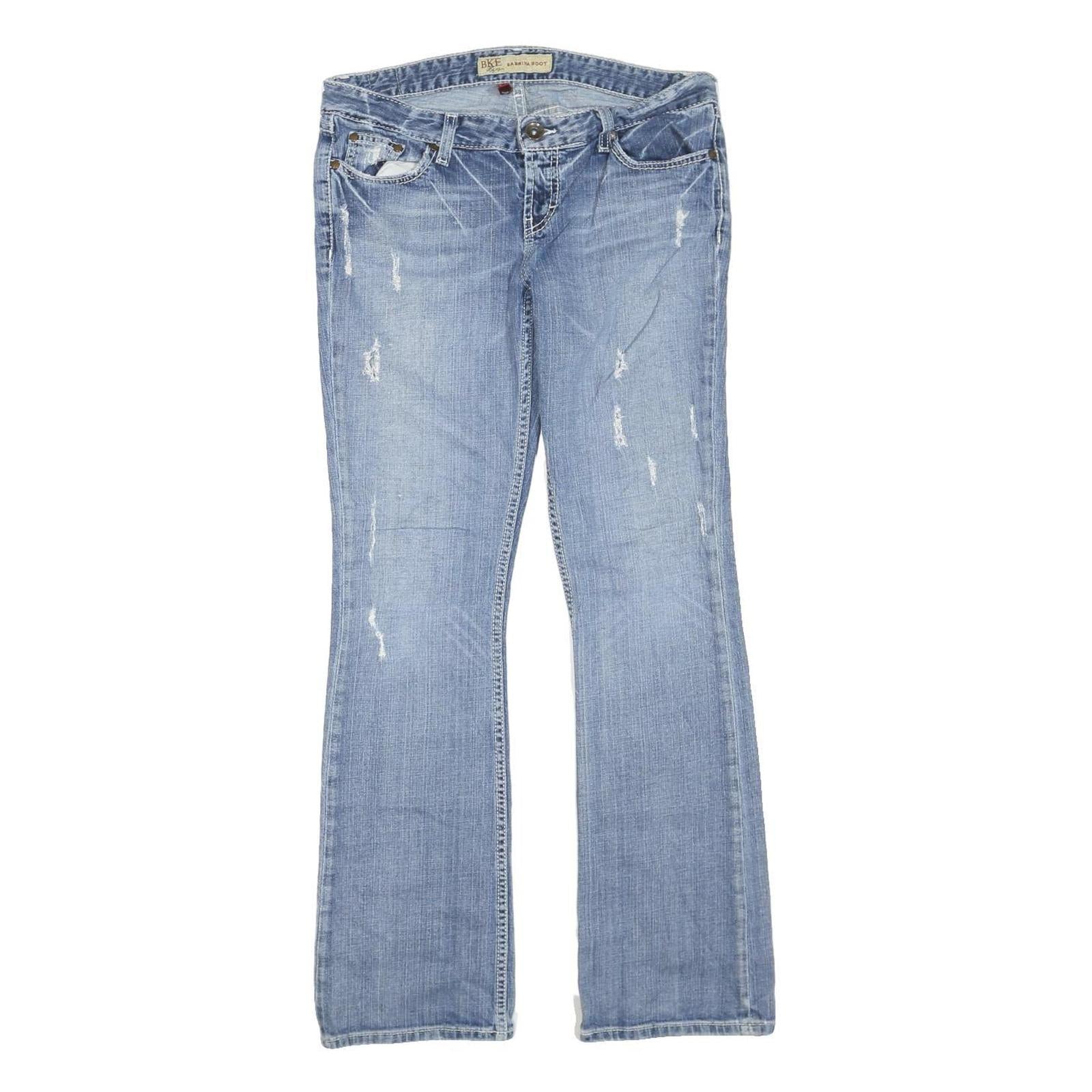 BKE DENIM Womens Jeans Blue Regular Bootcut Denim Light W34 L32 Distressed Refurbished - N/A refurbished available on Cerqular