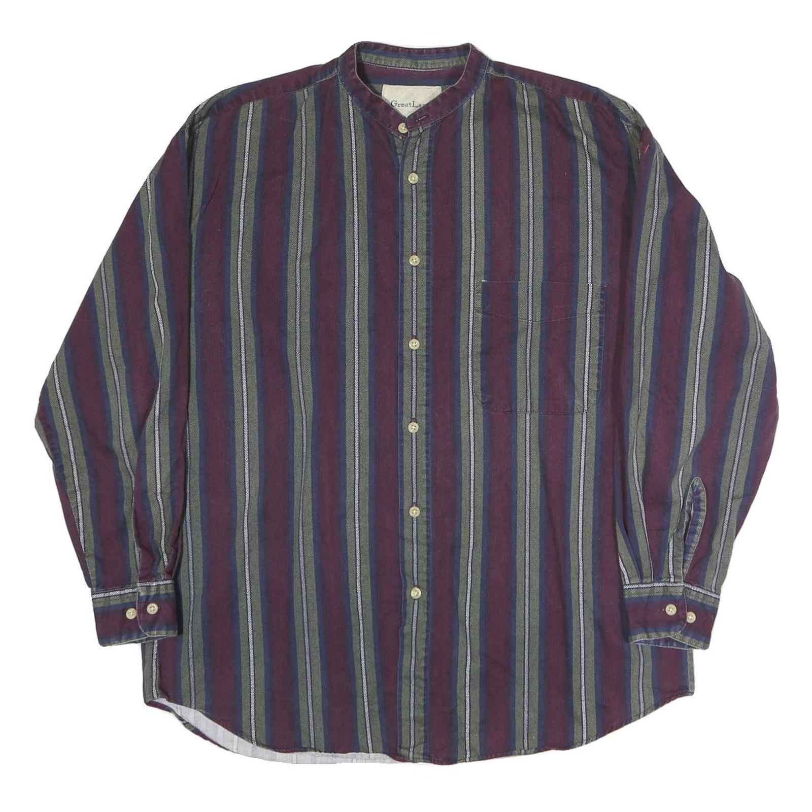 GREATLAND Mens Blue & Maroon Stripe Shirt M Casual Button Collar Cotton Refurbished - N/A refurbished available on Cerqular