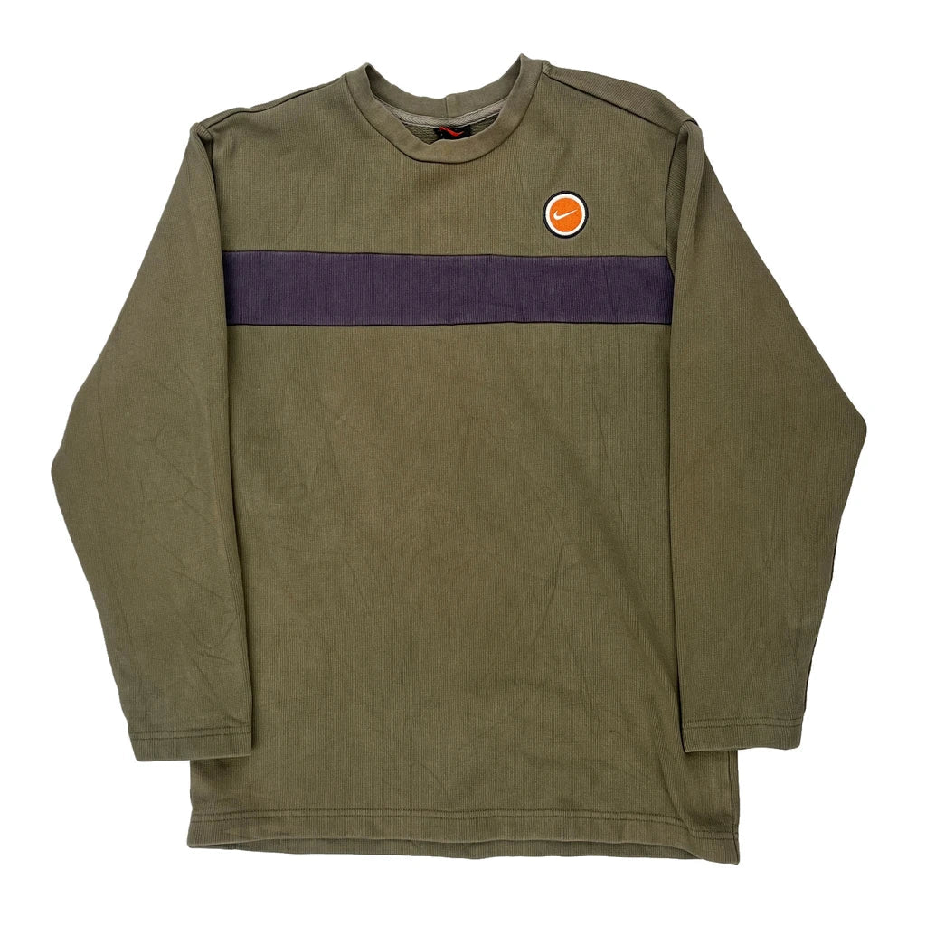 Buy Age 12-13 Nike Sweatshirt - Large Khaki Cotton Refurbished - $23.44 Age 12-13 Nike Sweatshirt - Large Khaki Cotton Refurbished - Thrifted (note: this is a term often used to describe second- refurbished available on Cerqular