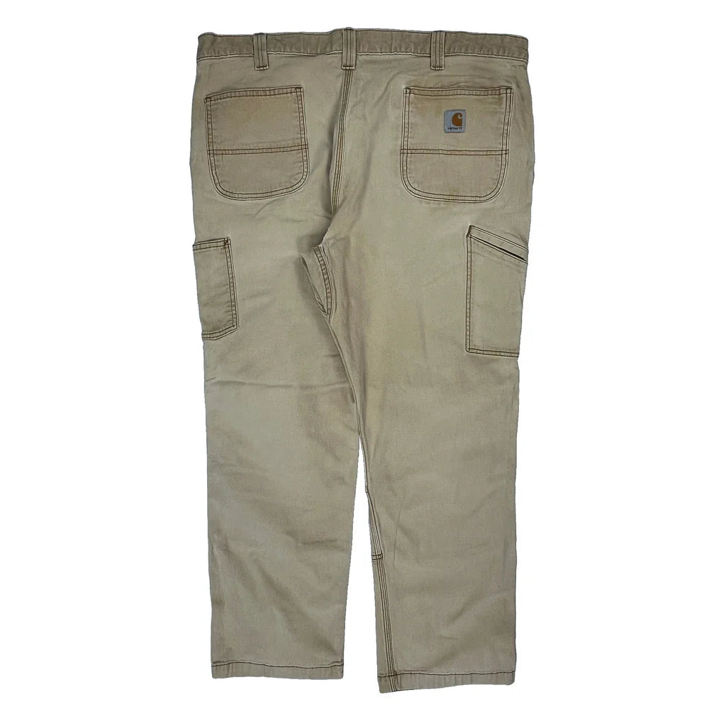 Carhartt Double Knee Carpenter Trousers - 36W 30L Beige Cotton Refurbished - Thrifted (note: this is a term often used to describe second- refurbished available on Cerqular