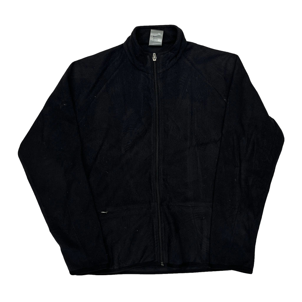 Nike Fleece Jacket - Small Black Polyester Refurbished - Thrifted (note: this is a term often used to describe second- refurbished available on Cerqular