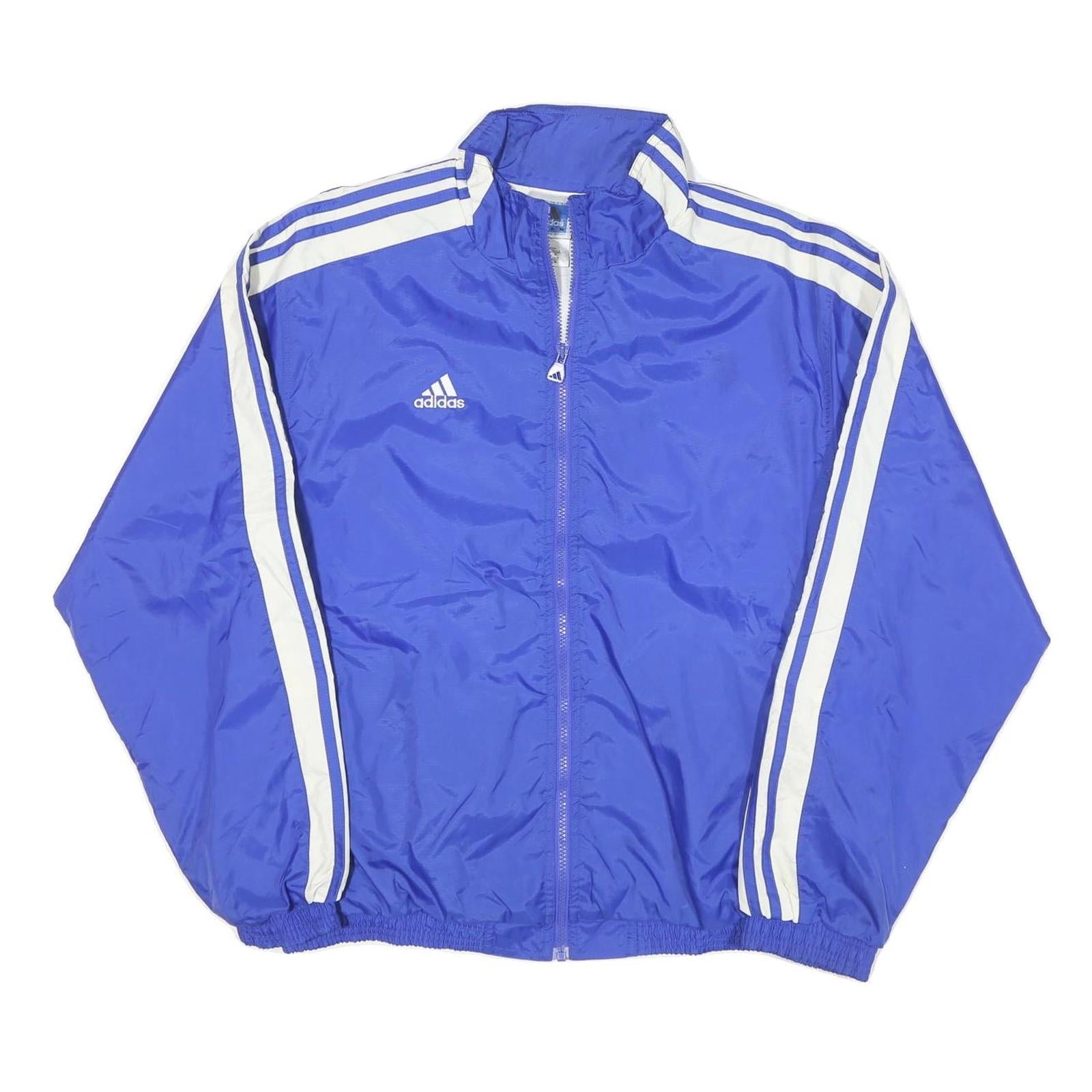 ADIDAS Mens Blue White Track Jacket L Nylon Plain Zip Casual Sportswear Refurbished - N/A refurbished available on Cerqular