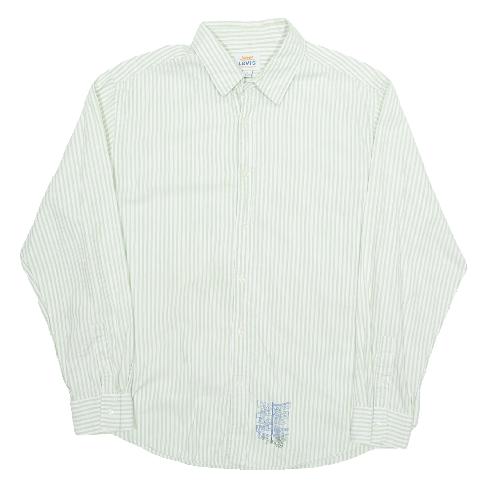 LEVI'S Mens Shirt Green Striped Long Sleeve XL Refurbished - N/A refurbished available on Cerqular