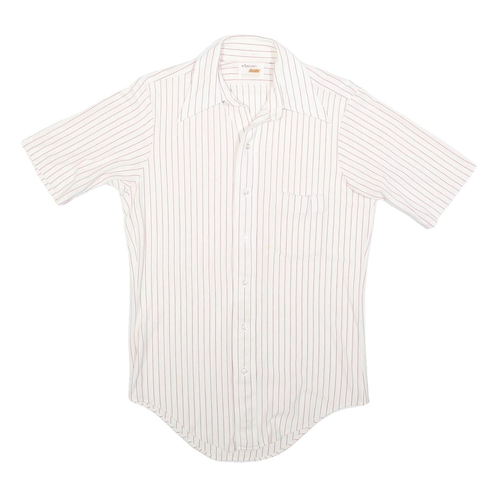 ARROW Mens White & Red Stripe Shirt S Cotton Blend Classic Summer Refurbished - N/A refurbished available on Cerqular