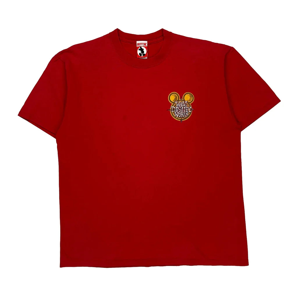 Made In USA Mickey Inc Cartoon T-Shirt - Medium Red Cotton Refurbished - Thrifted (note: this is a term often used to describe second- refurbished available on Cerqular
