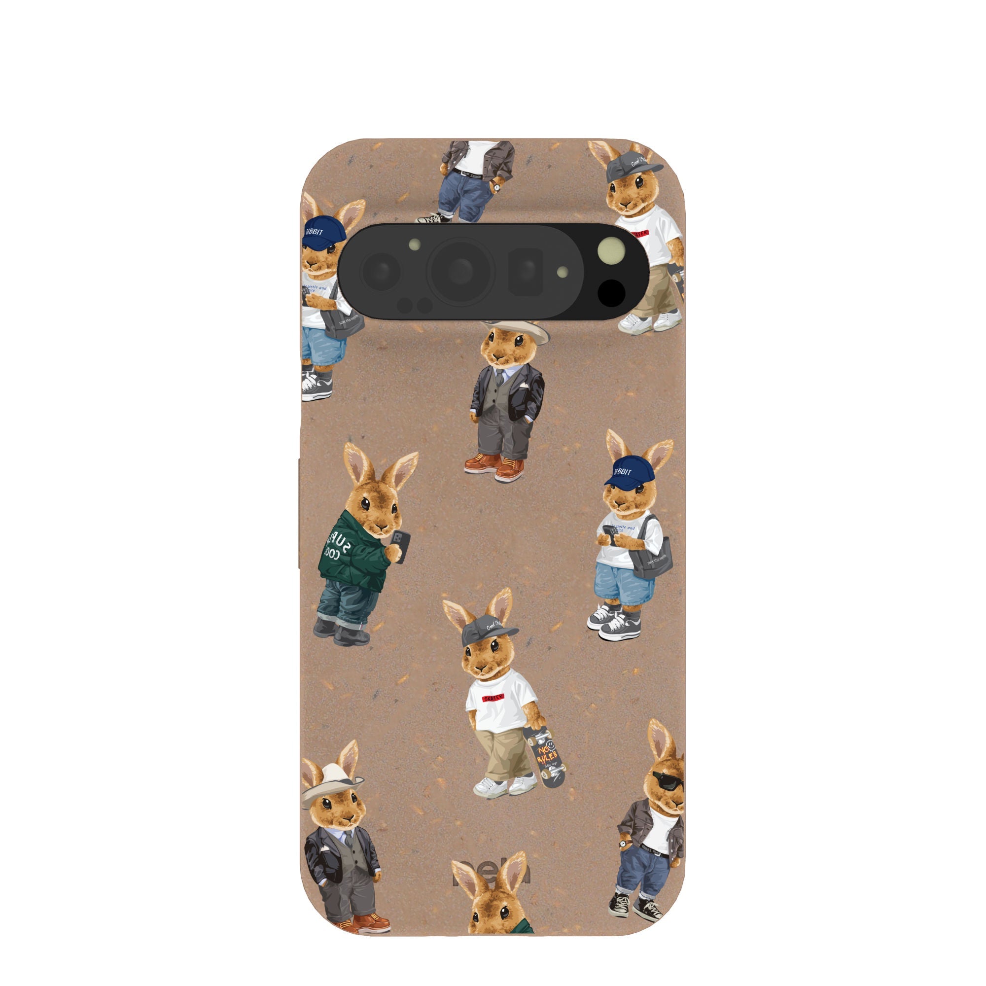 Chocolate Brown Rabbit Friends Google Pixel 9/9 Pro Case Refurbished - Pela Case refurbished available on Cerqular