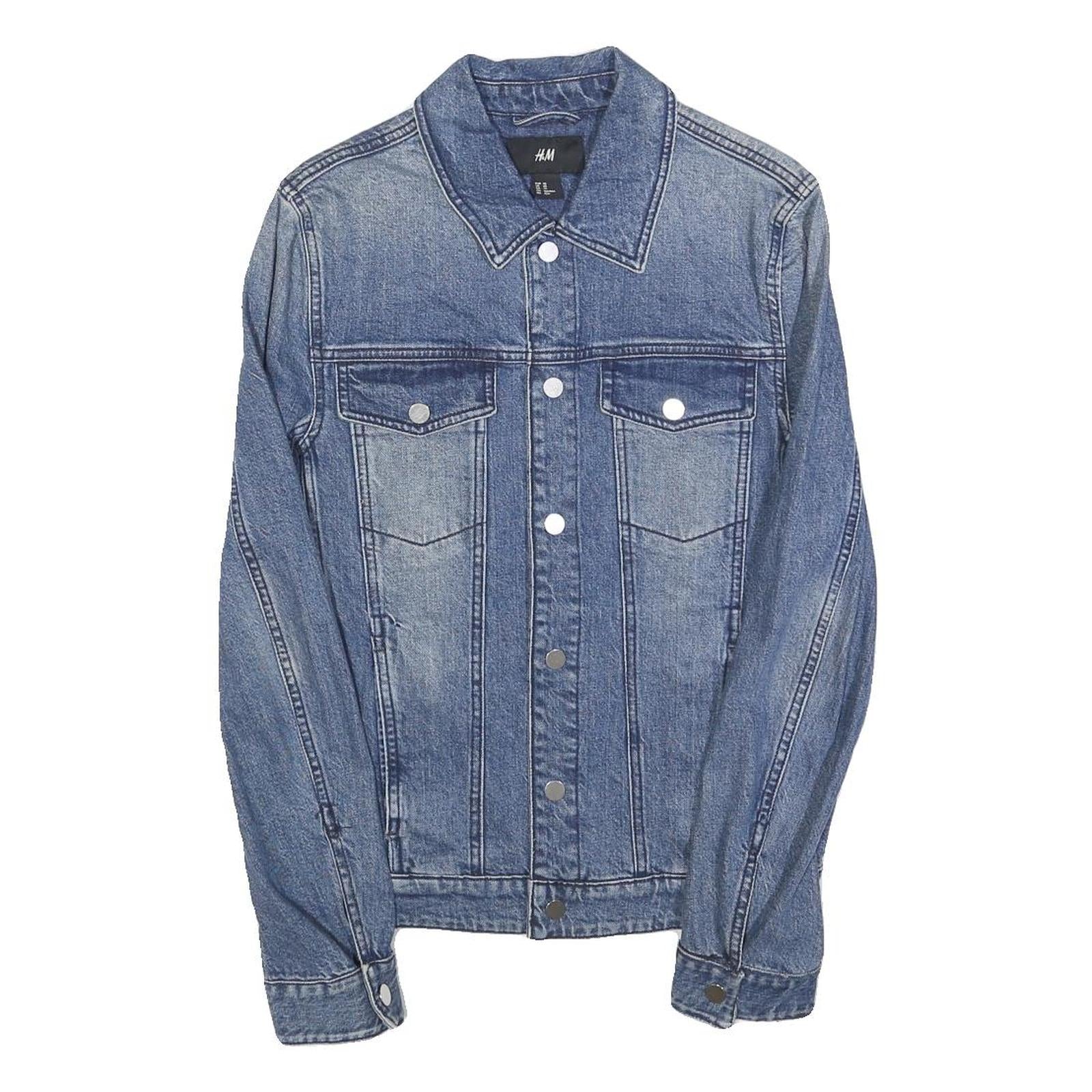 H&M Mens Blue Denim Jacket XS Cotton Plain Button Closure Classic Fit Refurbished - N/A refurbished available on Cerqular