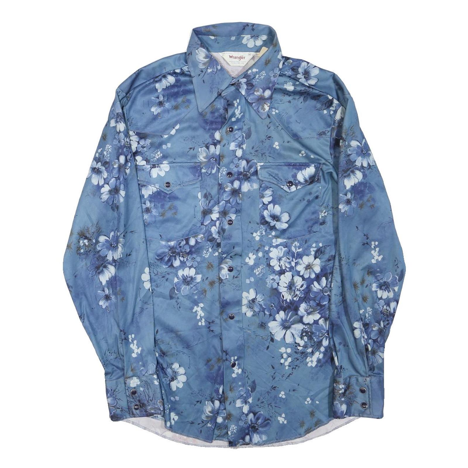 WRANGLER Mens Blue Floral Print Shirt M Long Sleeve Button Closure Stylish Refurbished - N/A refurbished available on Cerqular