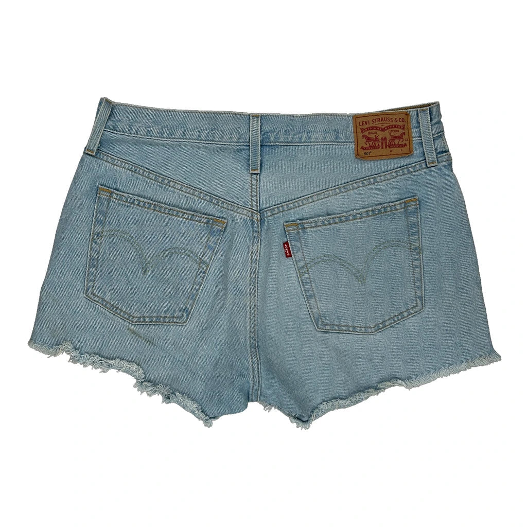 Levis Denim Shorts - 32W UK 12 Light Wash Cotton Refurbished - Thrifted (note: this is a term often used to describe second- refurbished available on Cerqular