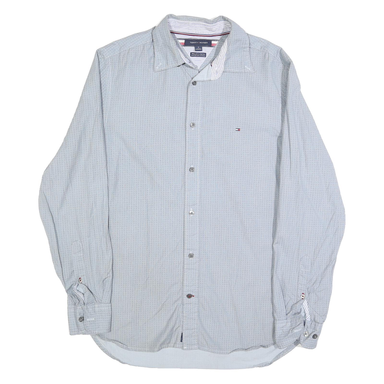 TOMMY HILFIGER Mens Blue Plain Shirt M Cotton Blend Button Casual Stylish Refurbished - N/A refurbished available on Cerqular