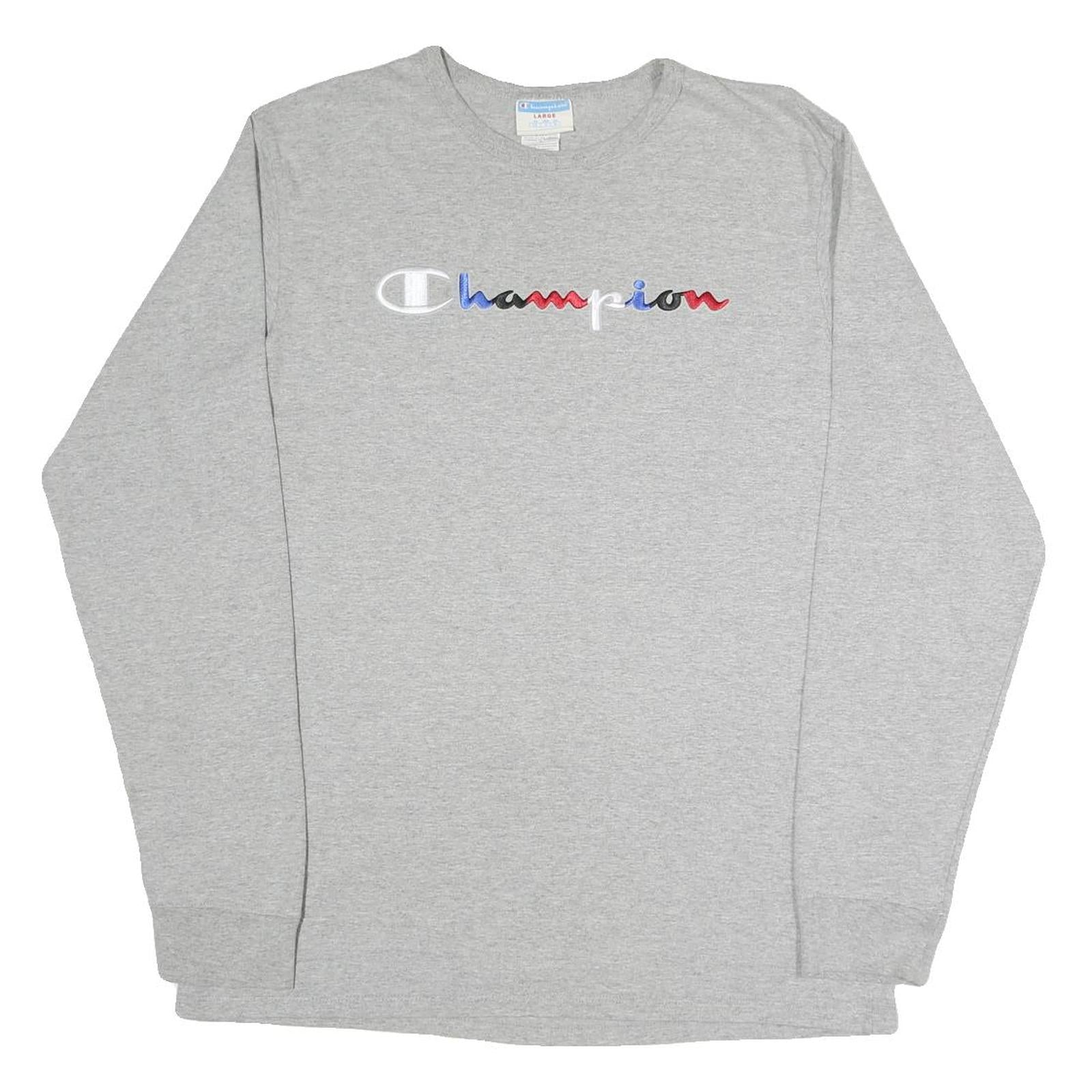 Buy CHAMPION Mens Grey Long Sleeve Crew Neck Logo Cotton Blend T-Shirt L Refurbished - $27.29 CHAMPION Mens Grey Long Sleeve Crew Neck Logo Cotton Blend T-Shirt L Refurbished - N/A refurbished available on Cerqular