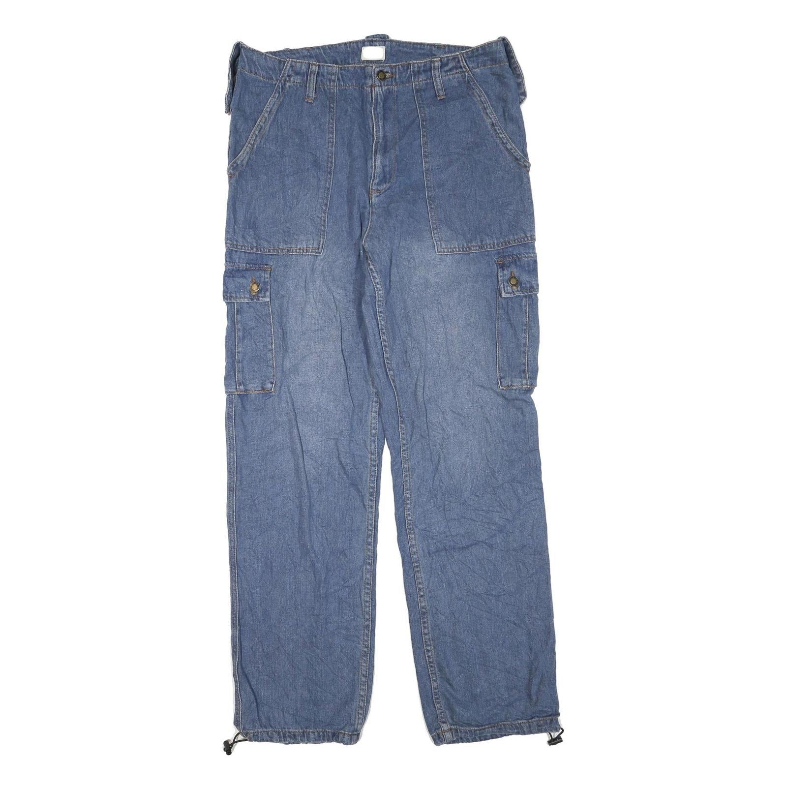SIMPLE SOCIETY Womens Jeans Blue Regular Straight Denim Medium W34 L32 Cargo Refurbished - N/A refurbished available on Cerqular