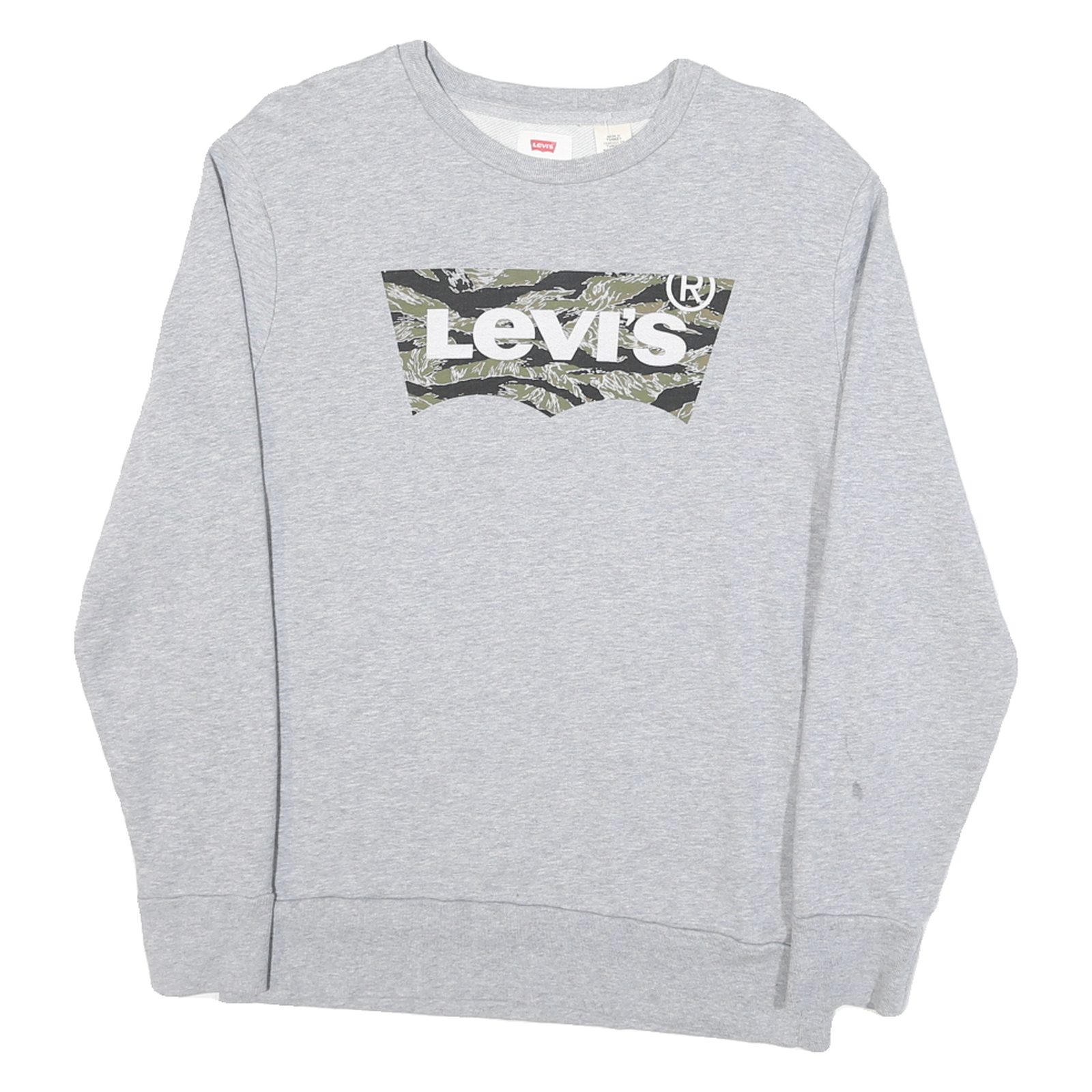 LEVI'S Mens Grey Cotton Blend Crew Neck Sweatshirt S Logo Print Casual Refurbished - N/A refurbished available on Cerqular
