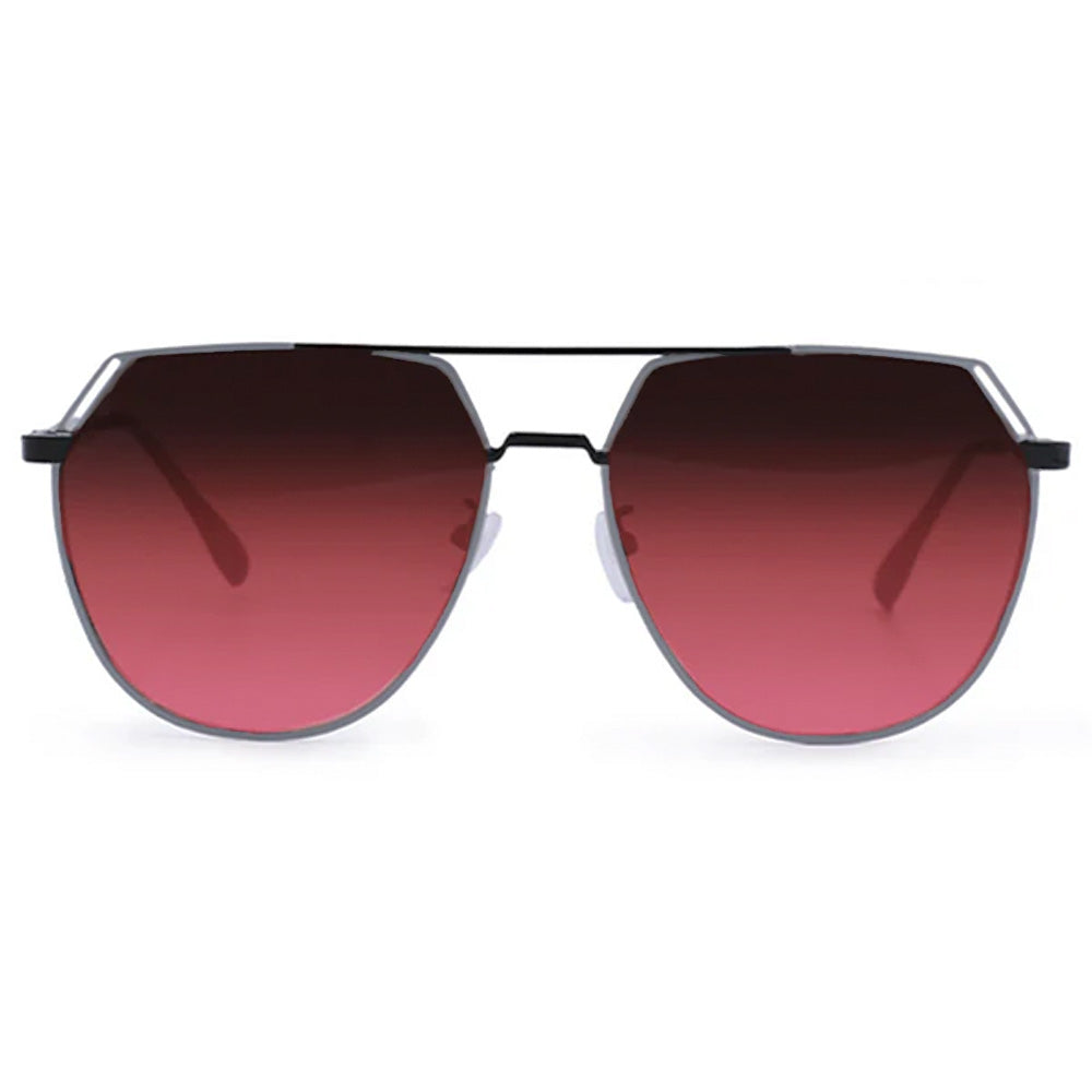 Farrah - Black Frame Ruby Lens Square Aviator Sunglasses | Color: Ruby | Size: OS Refurbished - N/A refurbished available on Cerqular