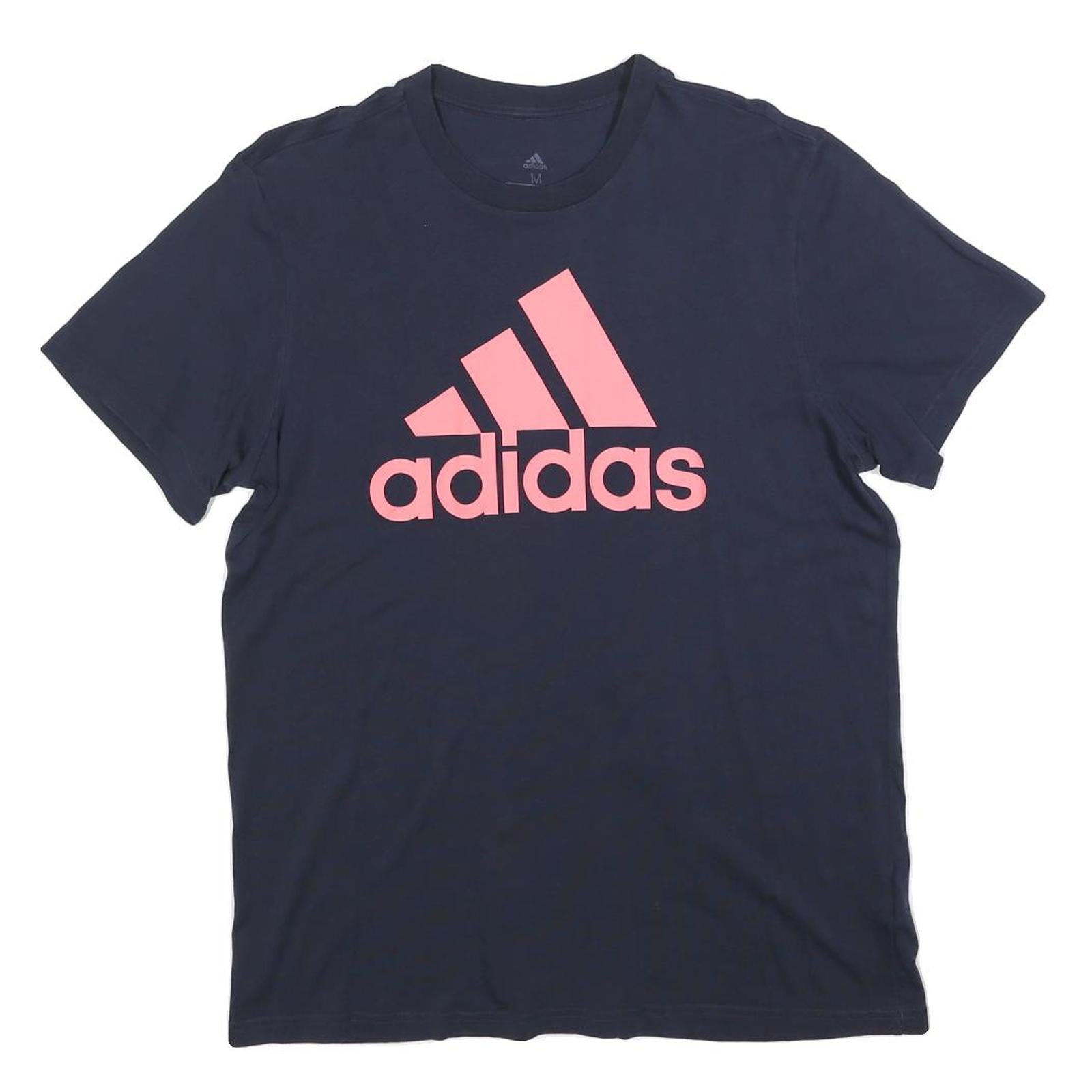 ADIDAS Mens Navy Blue & Pink Logo Graphic T-Shirt M Short Sleeve Crew Neck Refurbished - N/A refurbished available on Cerqular