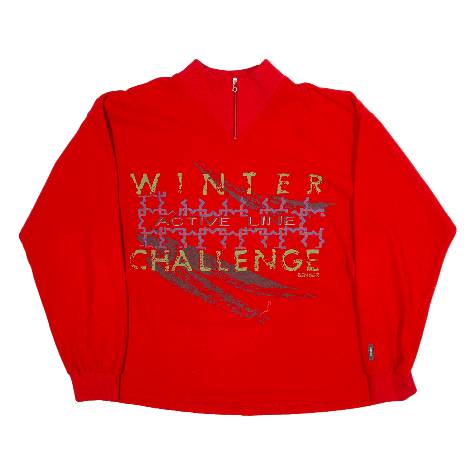 BENGER Womens Sweatshirt Red 1/4 Zip L Refurbished - N/A refurbished available on Cerqular