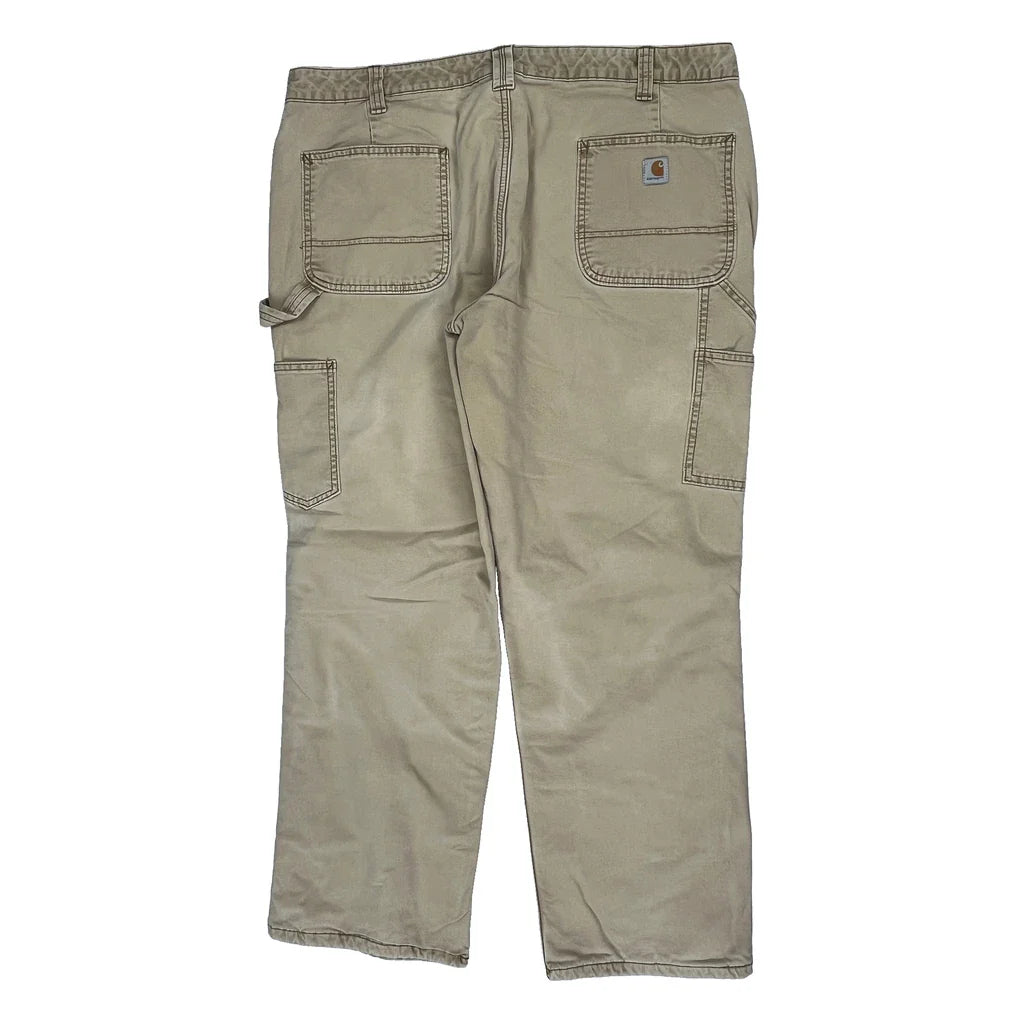 Carhartt Double Knee Carpenter Trousers - 38W 30L Beige Cotton Refurbished - Thrifted (note: this is a term often used to describe second- refurbished available on Cerqular