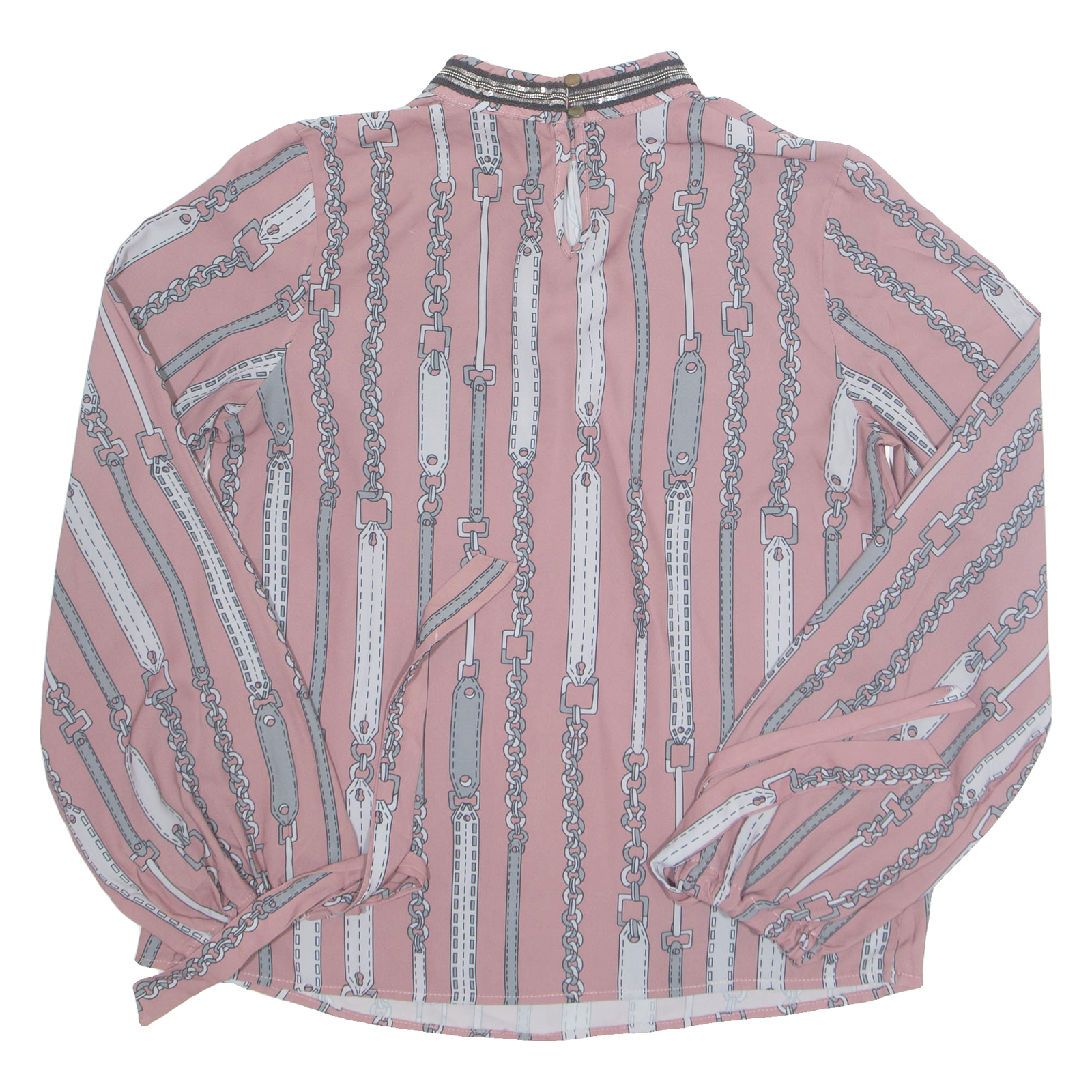 Womens Printed Blouse Pink V-Neck Long Sleeve Crazy Pattern M Refurbished - N/A refurbished available on Cerqular