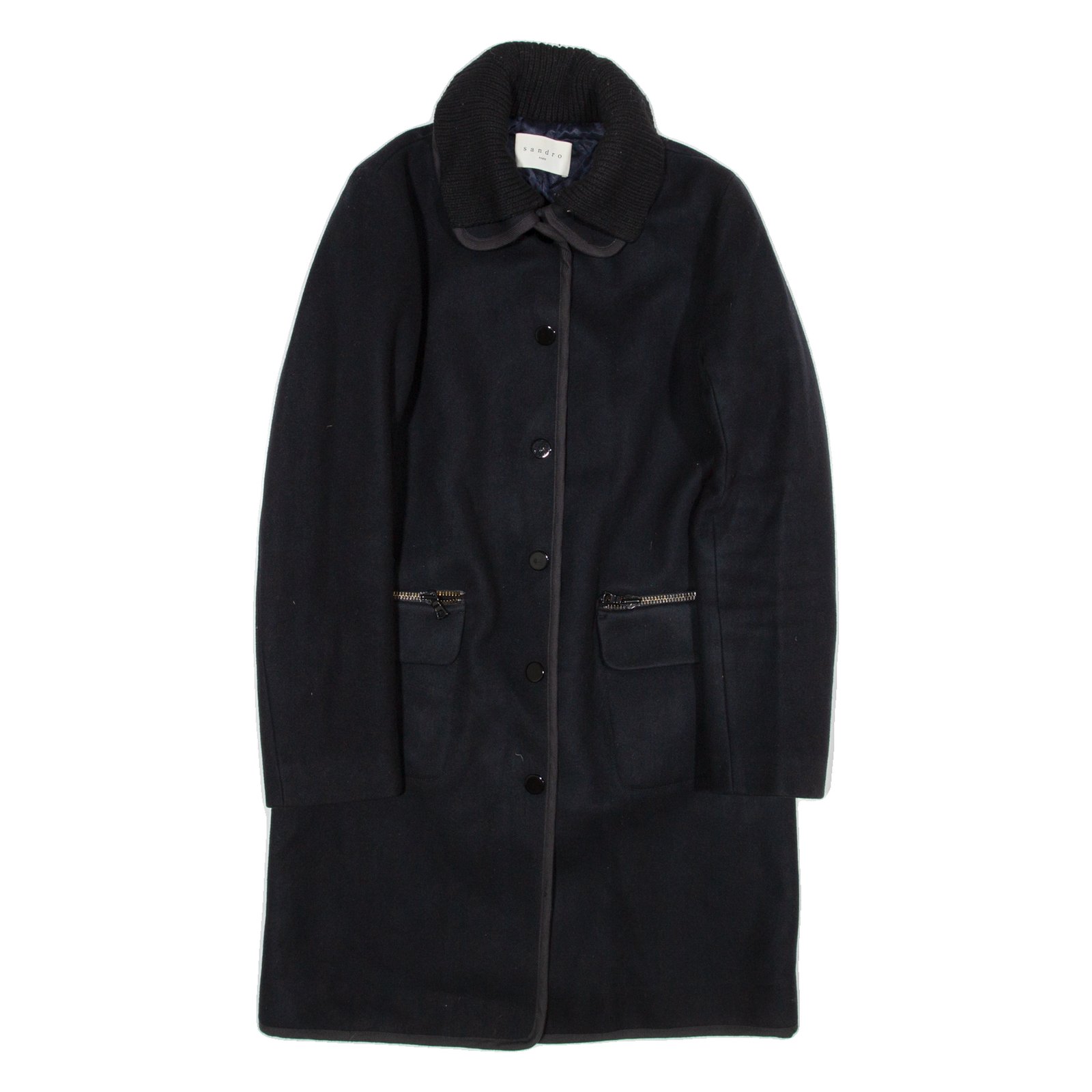 SANDRO Womens Jacket Blue Wool S Refurbished - N/A refurbished available on Cerqular