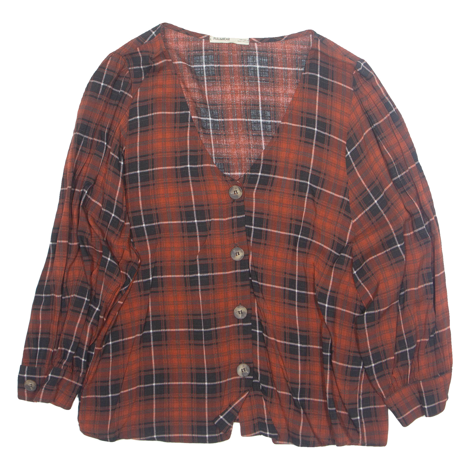 Buy PULL&BEAR Womens Printed Top Red V-Neck Long Sleeve Check S Refurbished - $16.89 PULL&BEAR Womens Printed Top Red V-Neck Long Sleeve Check S Refurbished - N/A refurbished available on Cerqular