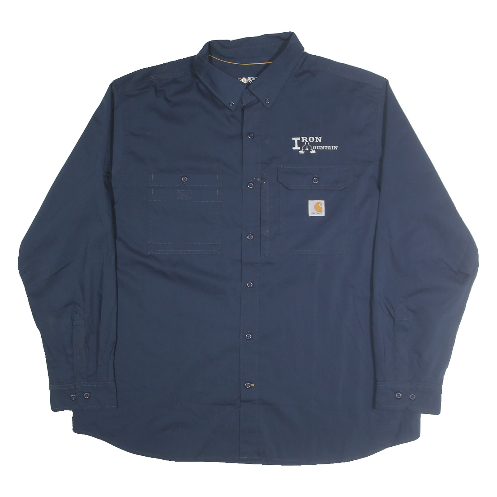 CARHARTT Mens Navy Iron Mountain Cotton Blend Work Shirt 2XL Durable Utility Refurbished - N/A refurbished available on Cerqular
