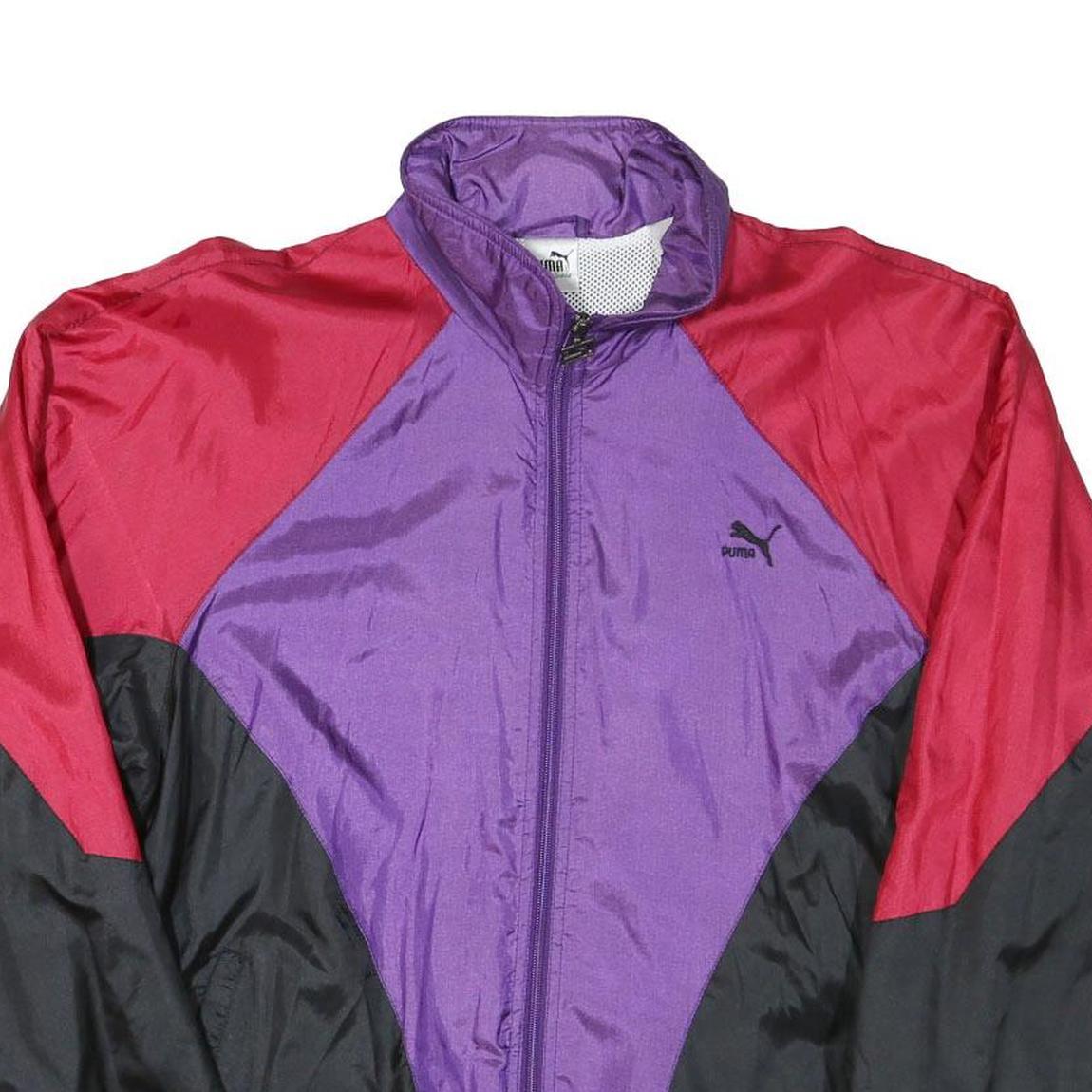 PUMA Womens Purple & Red & Black Jacket L Polyester Blend Colourblock Zip Long Refurbished - N/A refurbished available on Cerqular