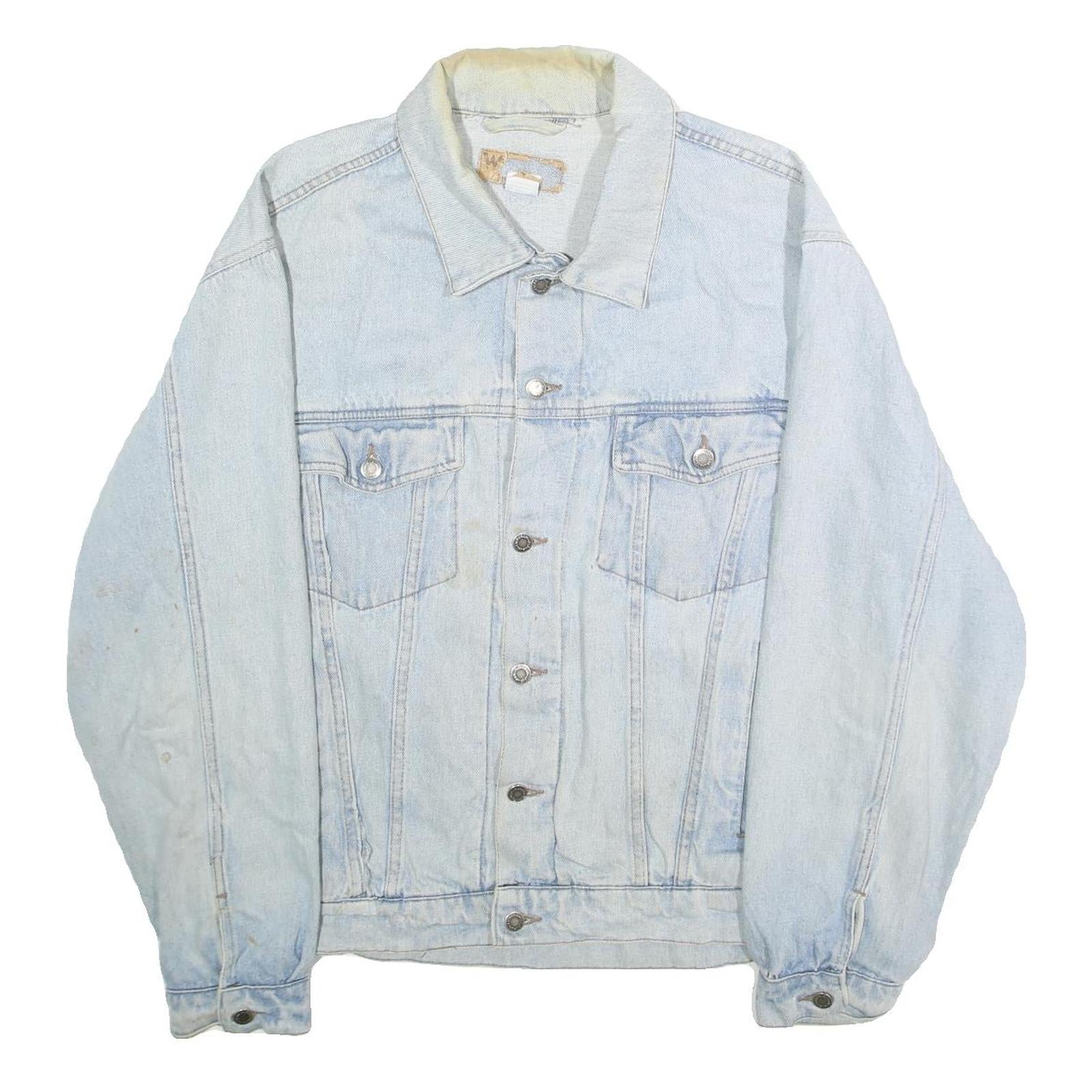 WRANGLER Mens Blue Denim Cotton Denim Jacket XL Button Closure Classic Fit Refurbished - N/A refurbished available on Cerqular