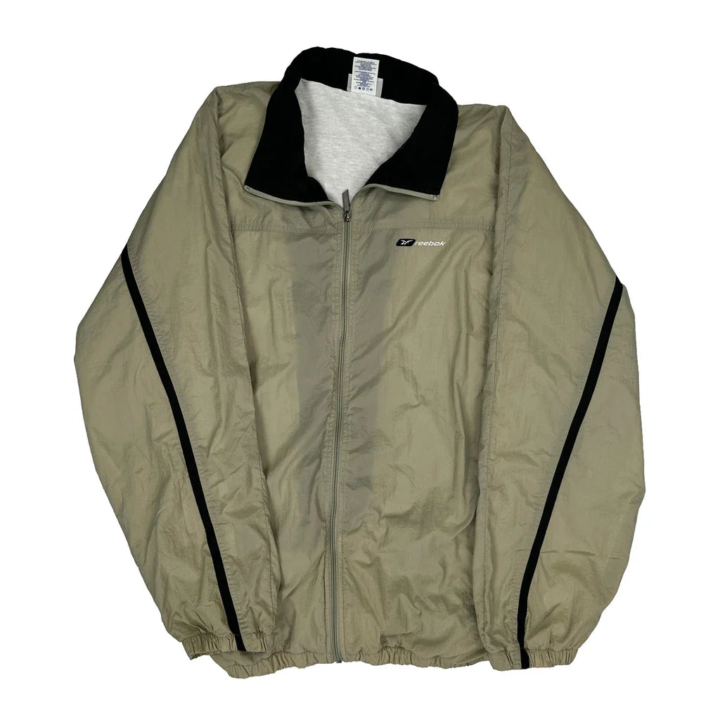Reebok Windbreaker - 2XL Beige Polyester Refurbished - Thrifted (note: this is a term often used to describe second- refurbished available on Cerqular